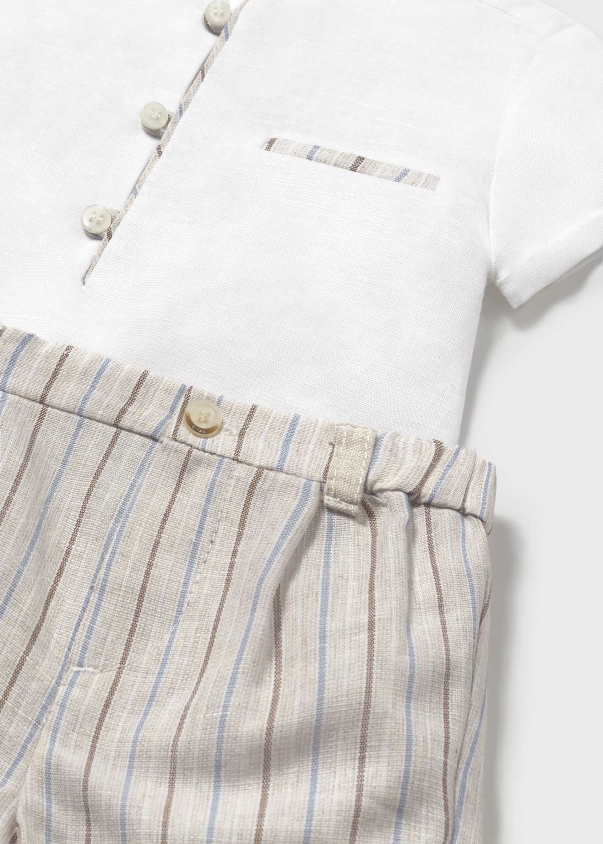 Set pantaloni scurti si camasa din in nou-nascut Set pantaloni scurti si camasa din in nou-nascut