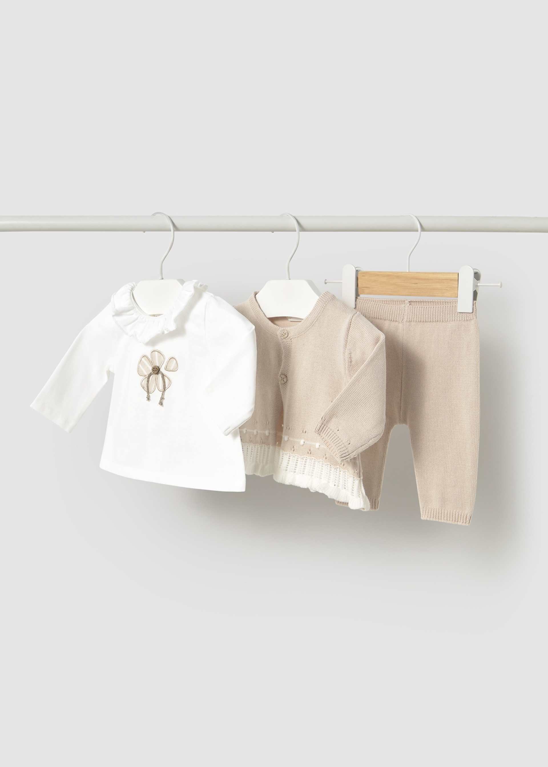 Conjunto 3 piezas tricot recién nacida