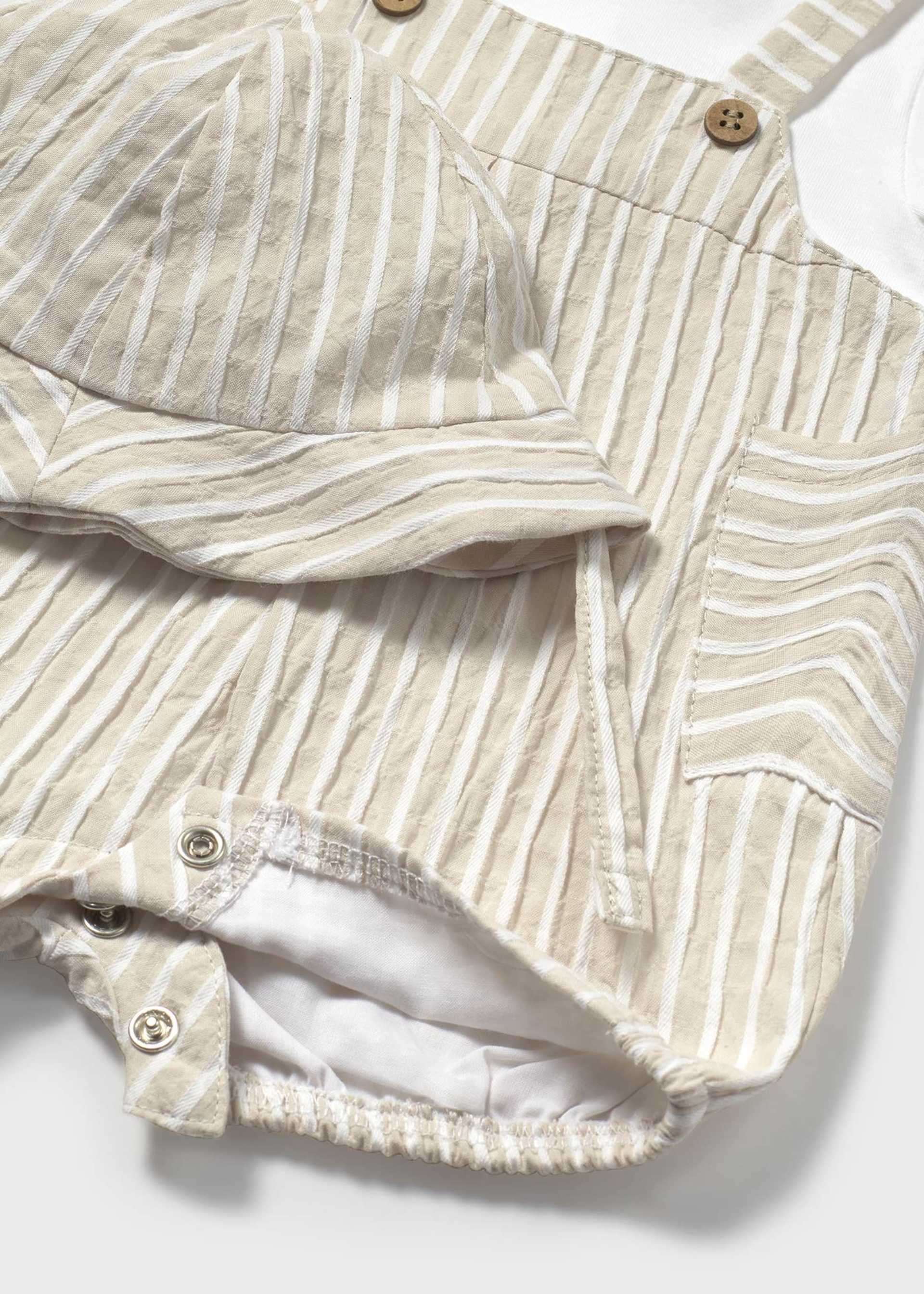 Newborn boy striped faux dungarees romper with striped hat Newborn boy striped faux dungarees romper with striped hat