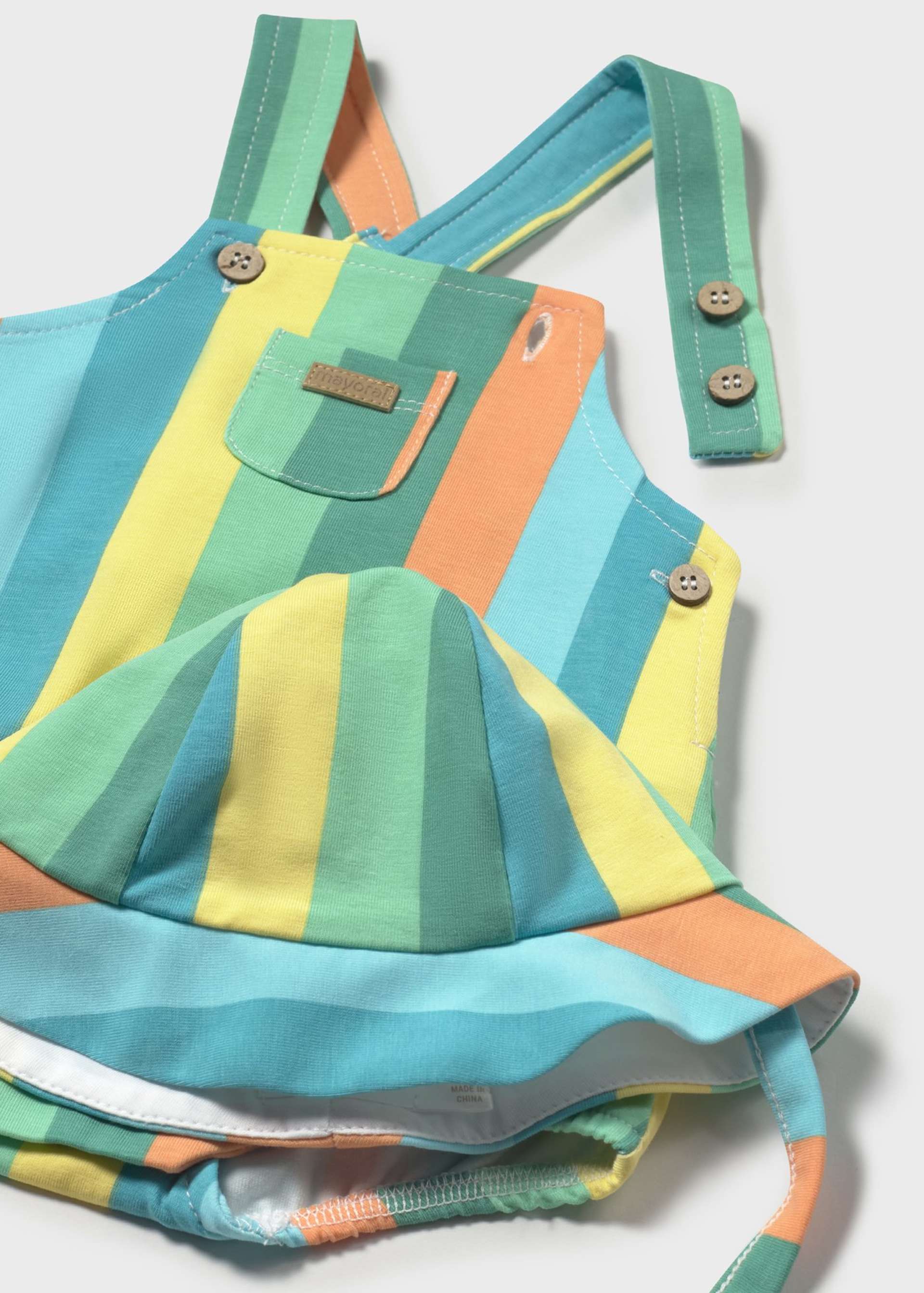 Newborn boy balloon short dungarees with bonnet