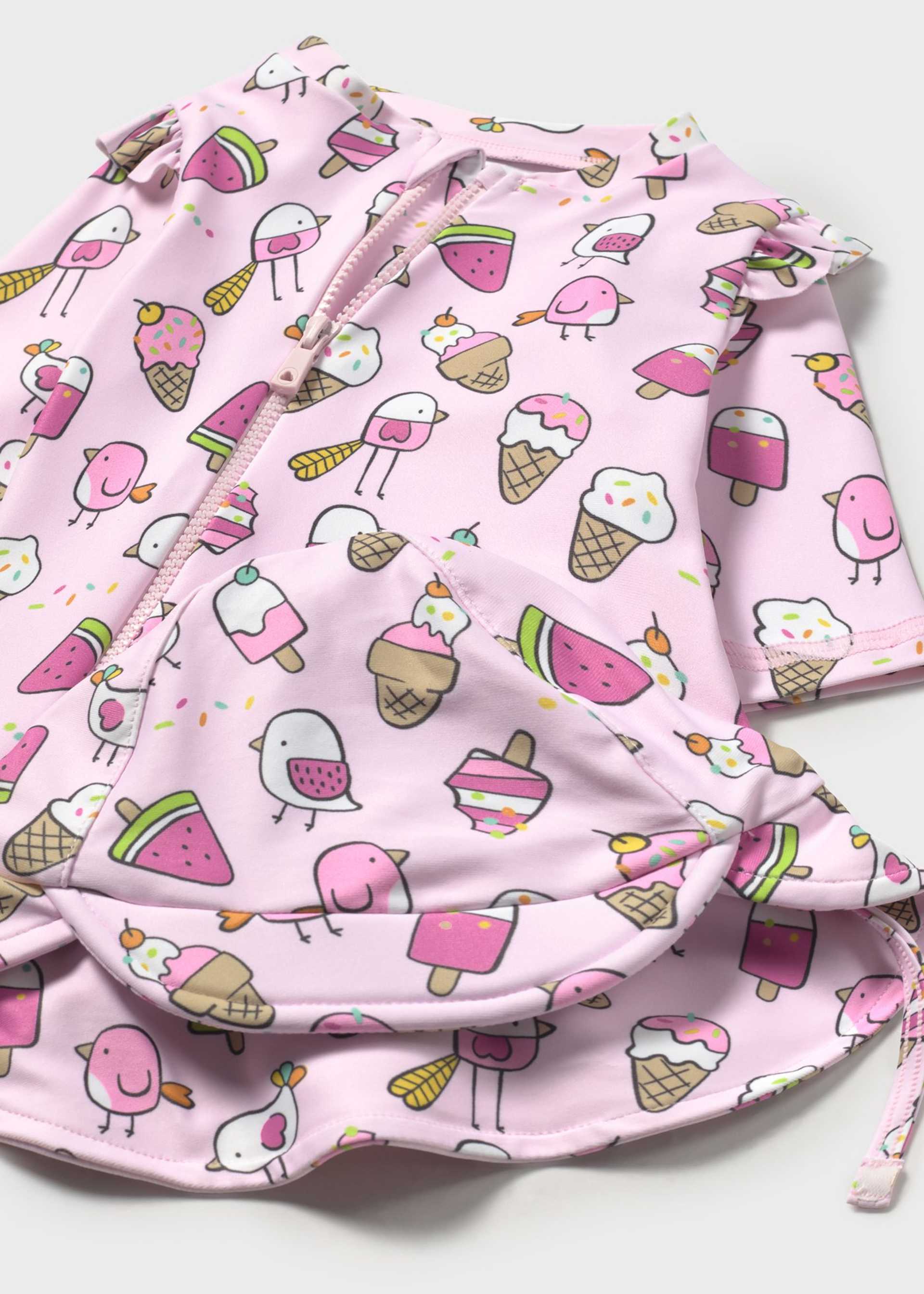 Pelele baño con gorro protección solar recién nacido