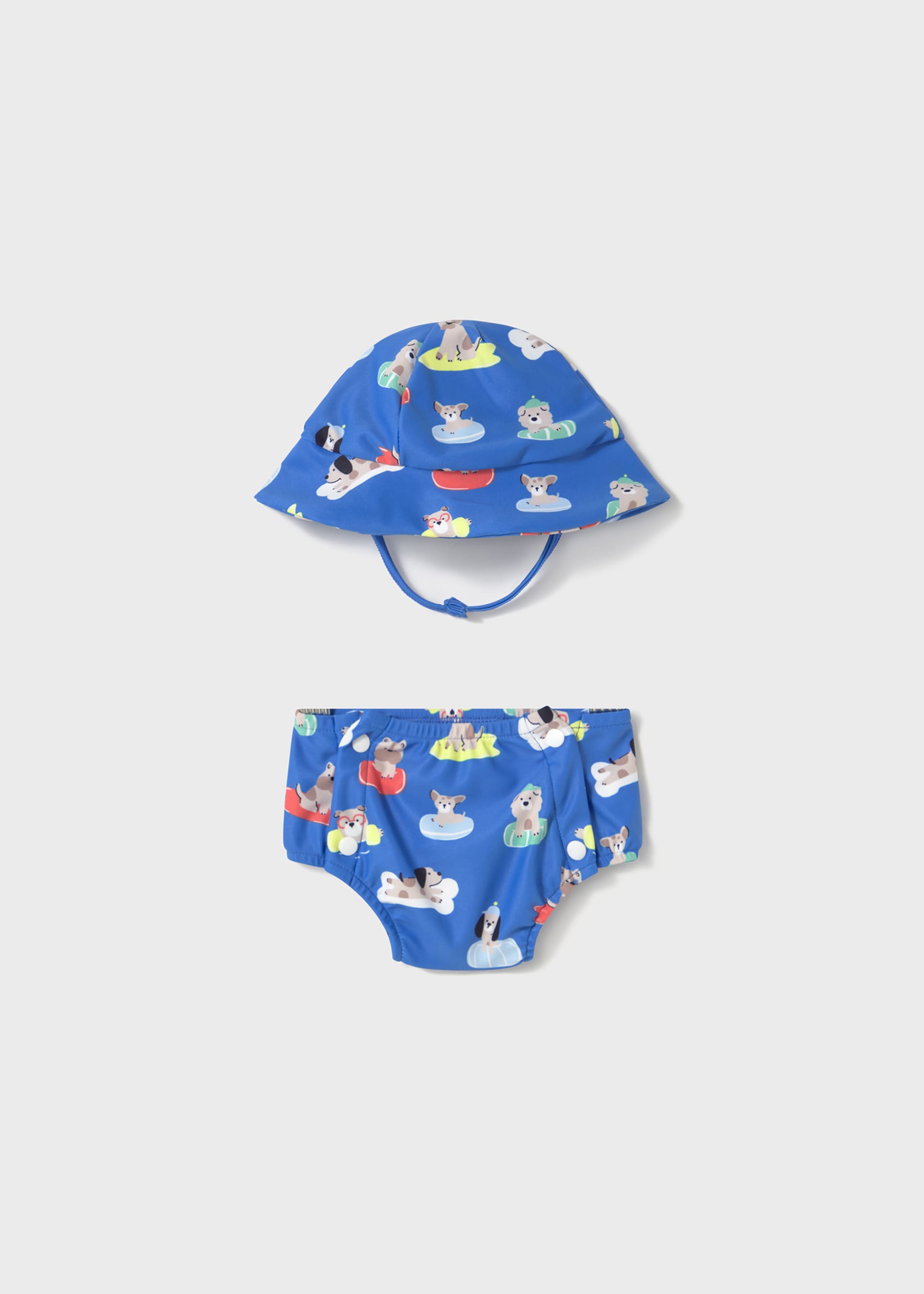 Cueca de banho com chapéu proteção solar recém nascido