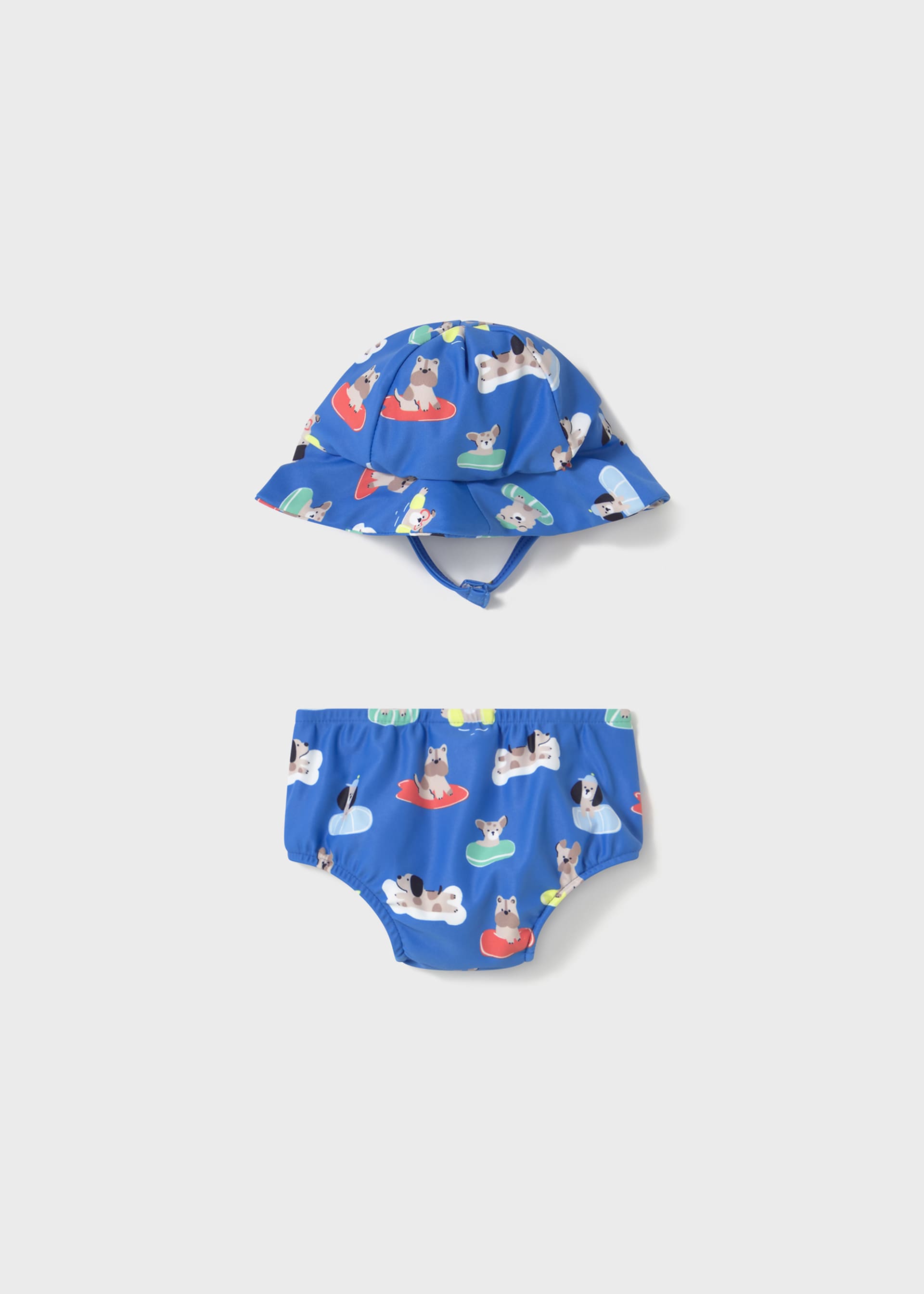 Cueca de banho com chapéu proteção solar recém nascido