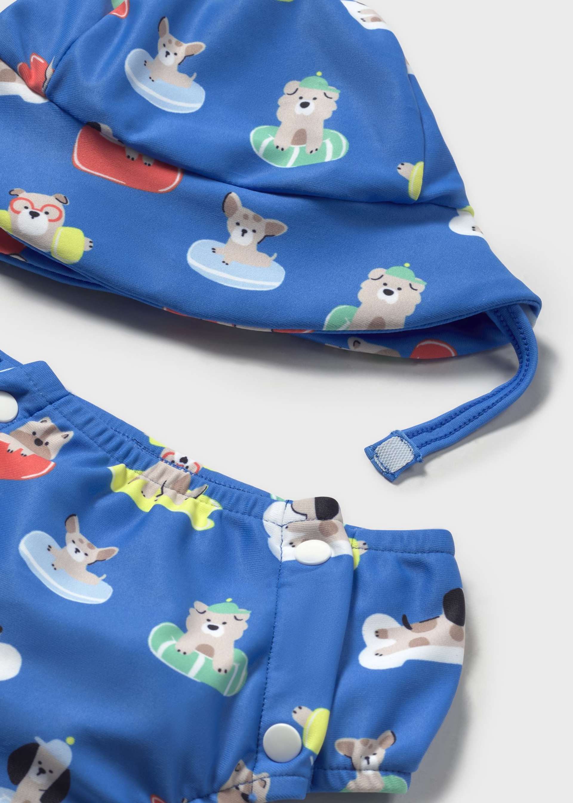 Cueca de banho com chapéu proteção solar recém nascido