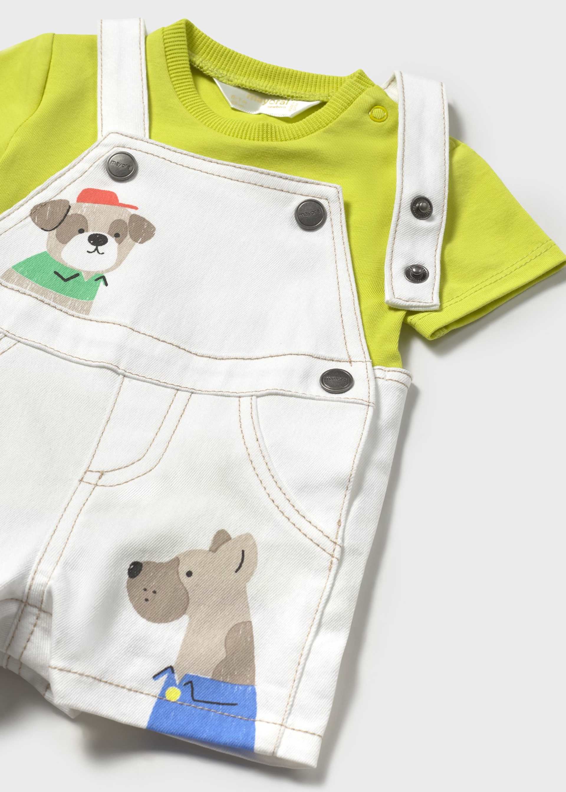 Newborn boy dungarees and t-shirt set