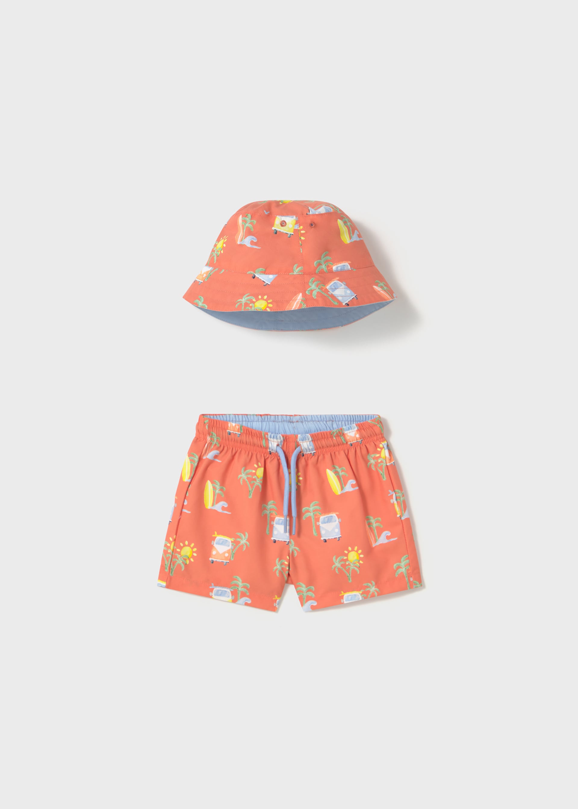 Conjunto traje de baño y gorro reversible protección solar bebé