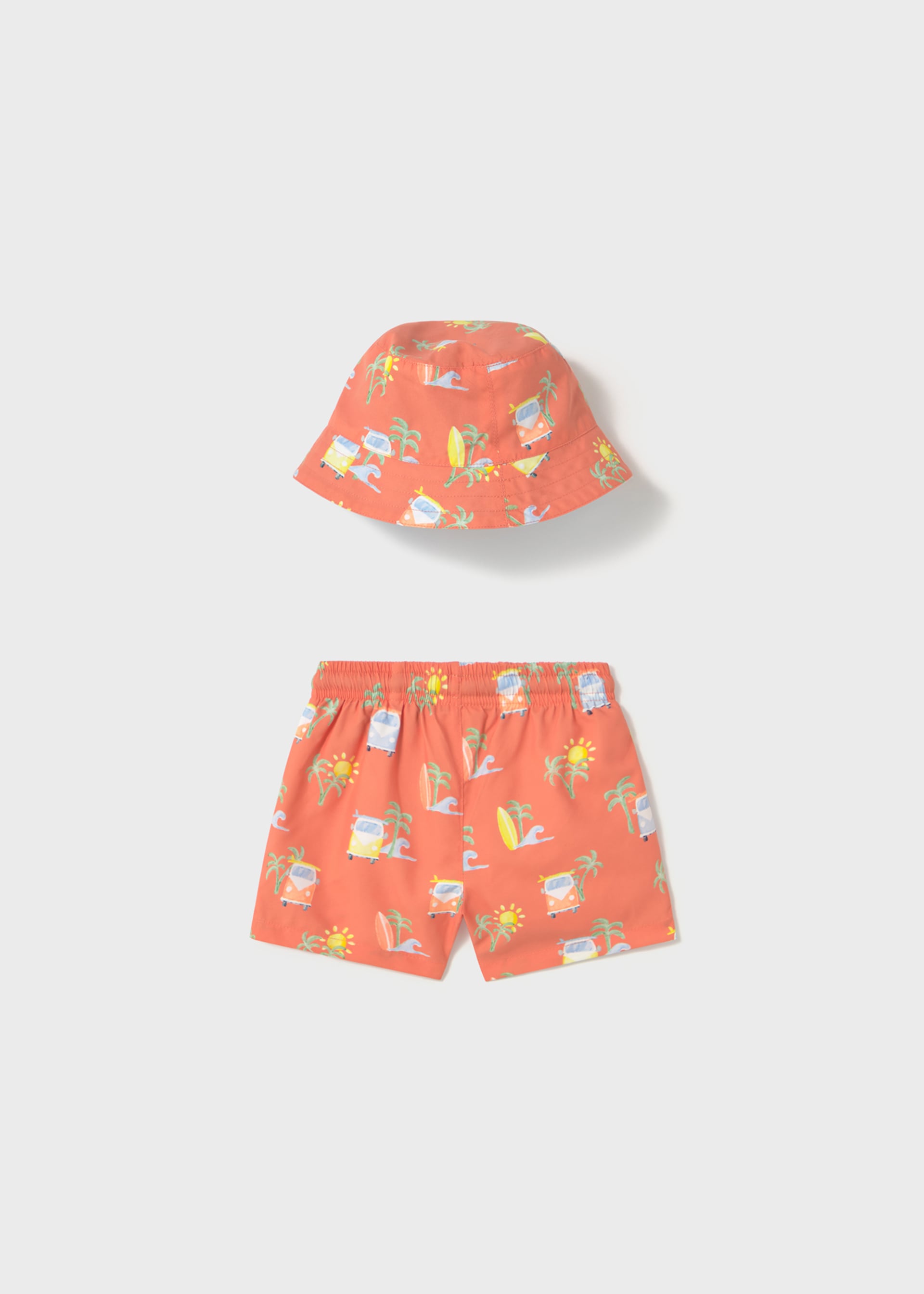 Conjunto traje de baño y gorro reversible protección solar bebé