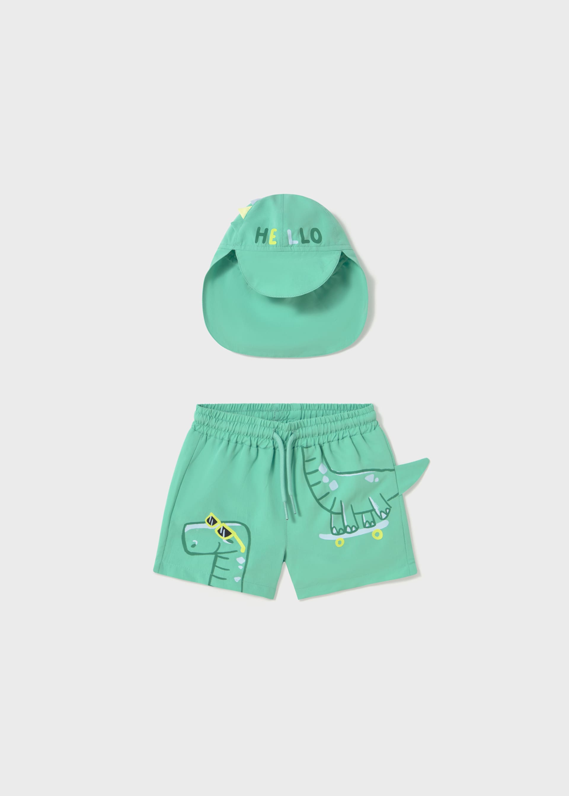Conjunto bañador y gorra interactivos protección solar bebé