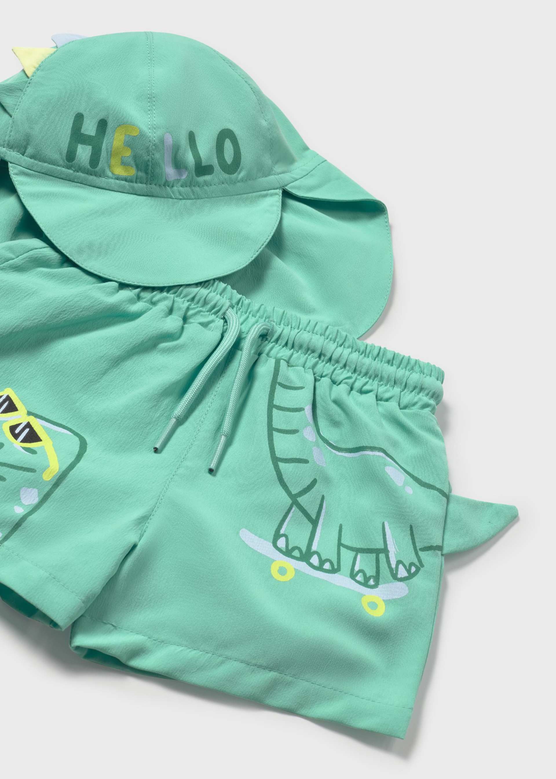 Conjunto bañador y gorra interactivos protección solar bebé
