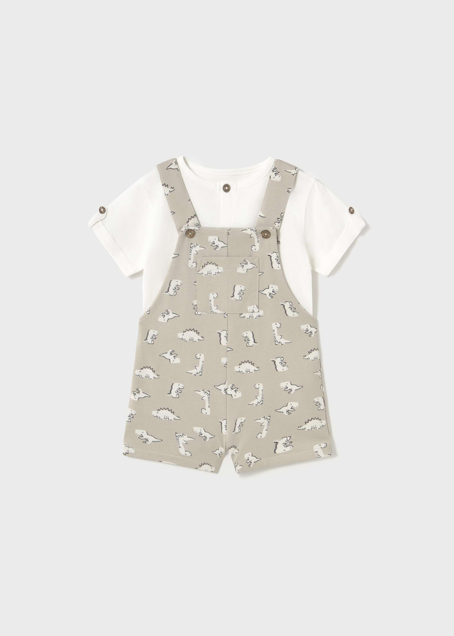 Baby print dungarees set with t-shirt