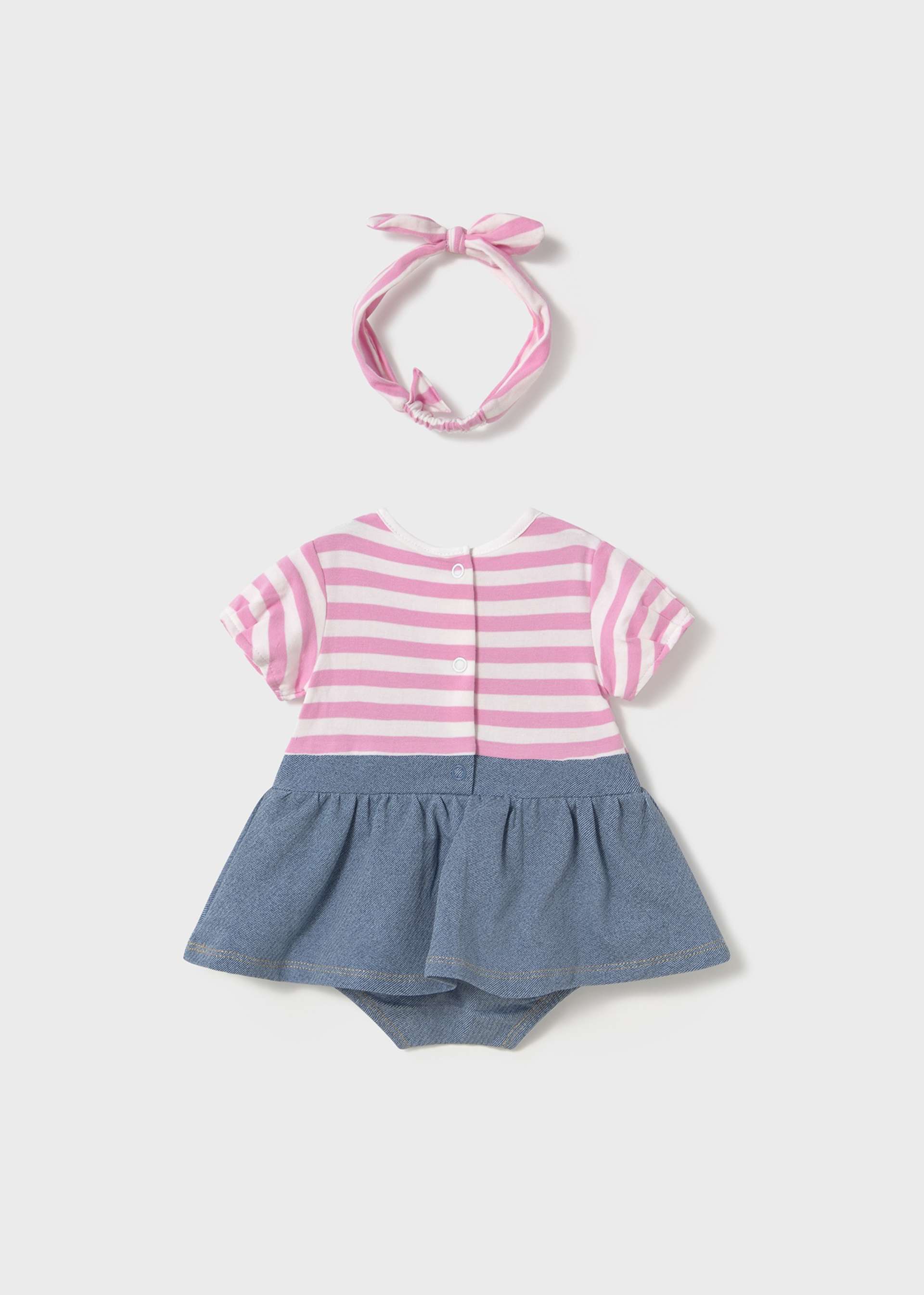 Newborn Simulated Dungaree Romper with Headband