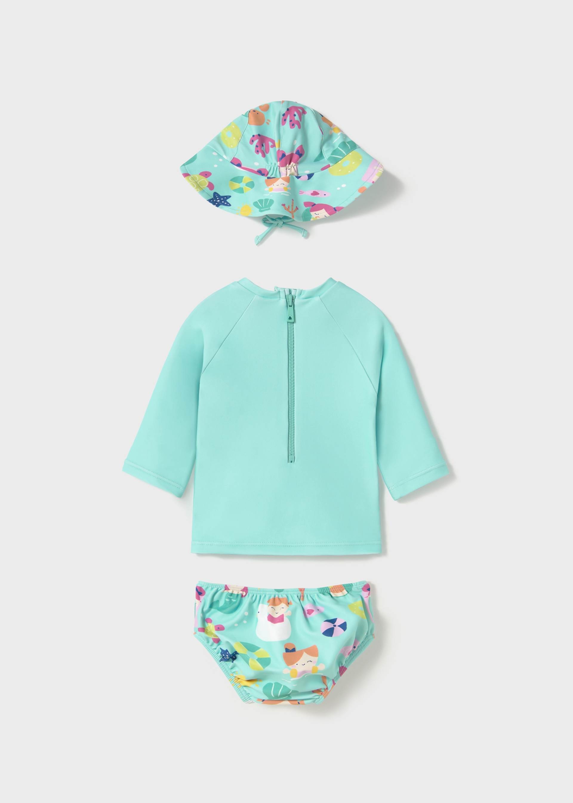 Conjunto 3 piezas baño camiseta protección solar recién nacida Conjunto 3 piezas baño camiseta protección solar recién nacida