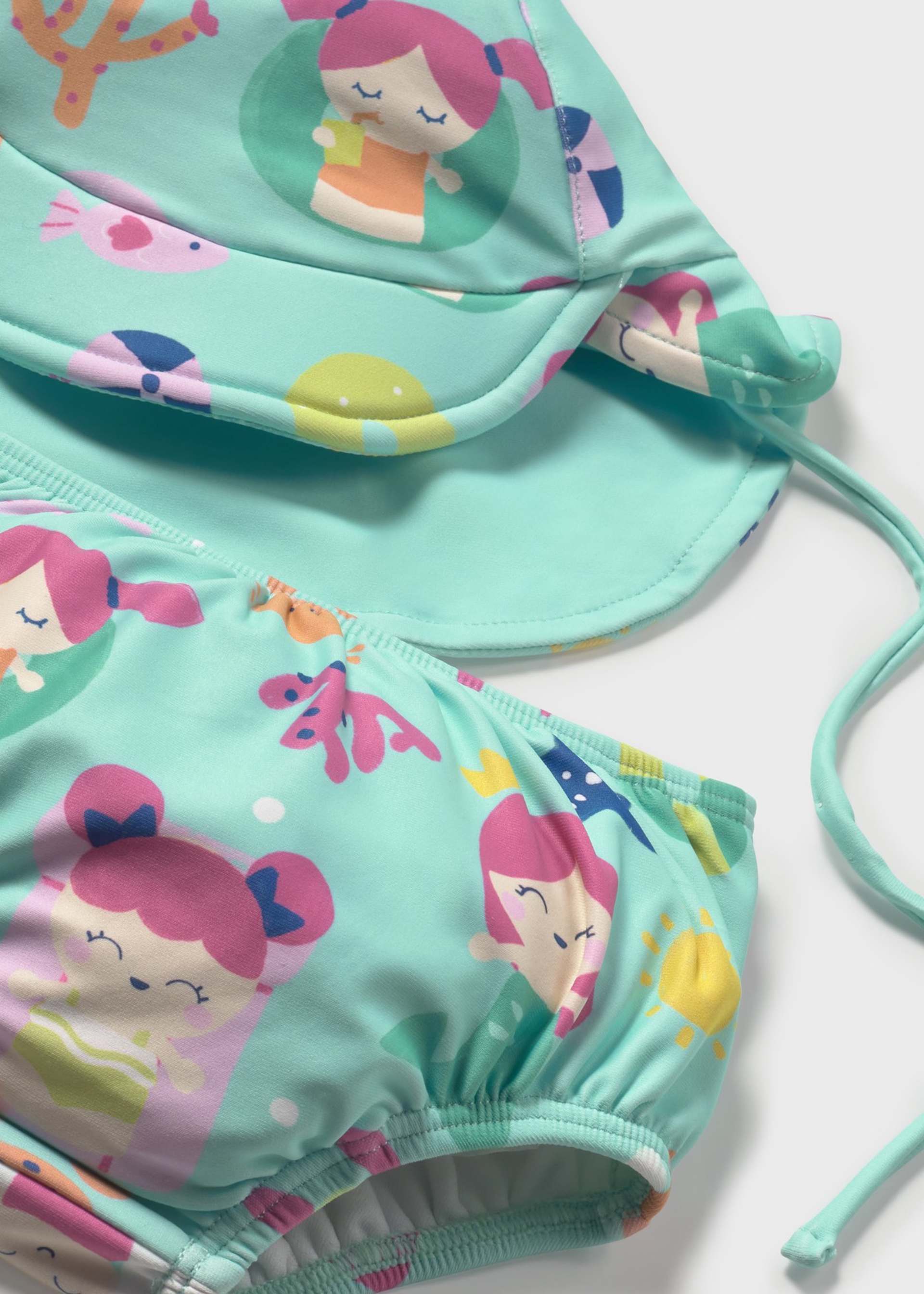 Conjunto 3 peças banho camisola proteção solar recém nascida Conjunto 3 peças banho camisola proteção solar recém nascida