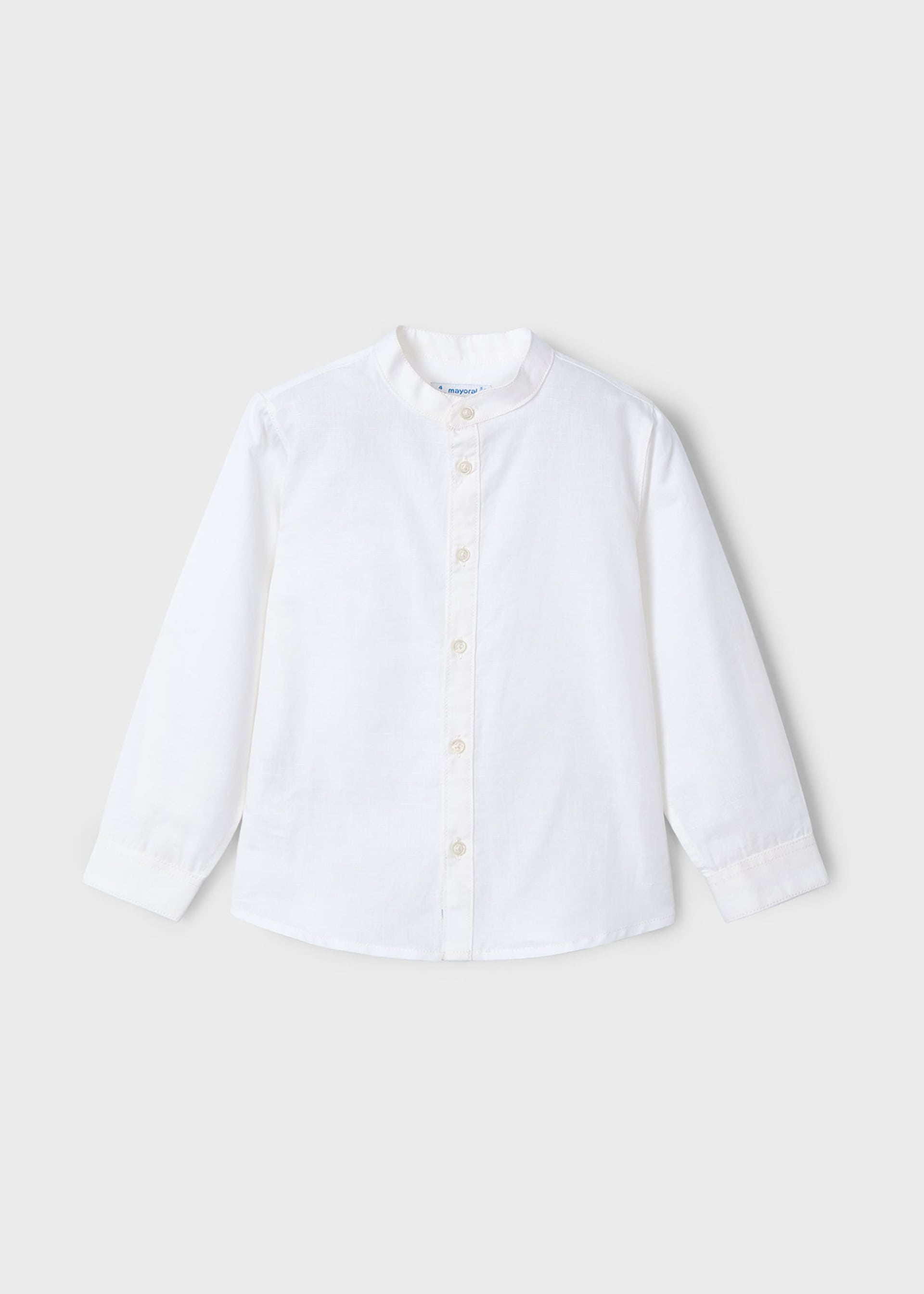 Boy Long Sleeve Linen Mandarin Collar Shirt Boy Long Sleeve Linen Mandarin Collar Shirt