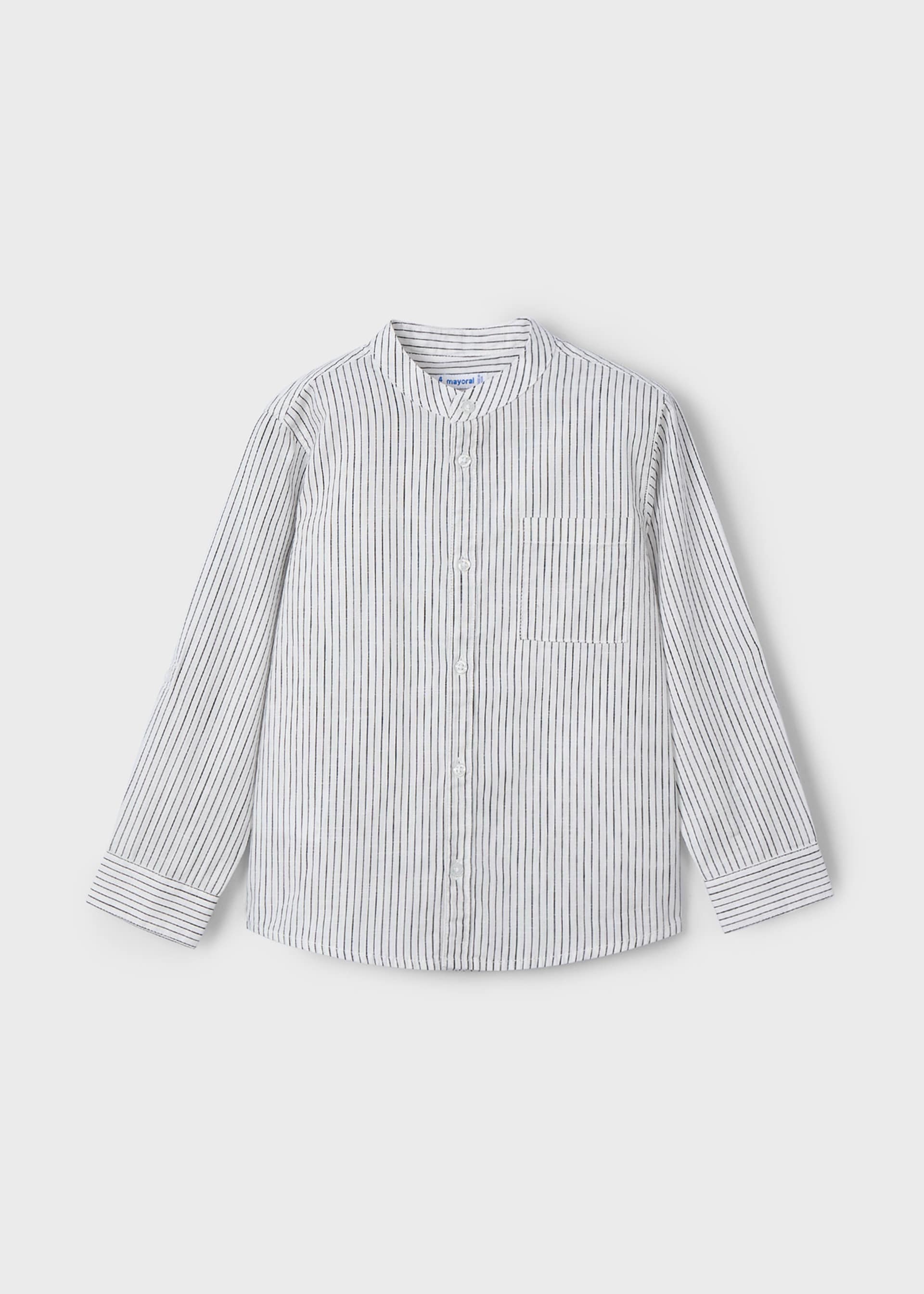 Boy long sleeved mao collar striped shirt