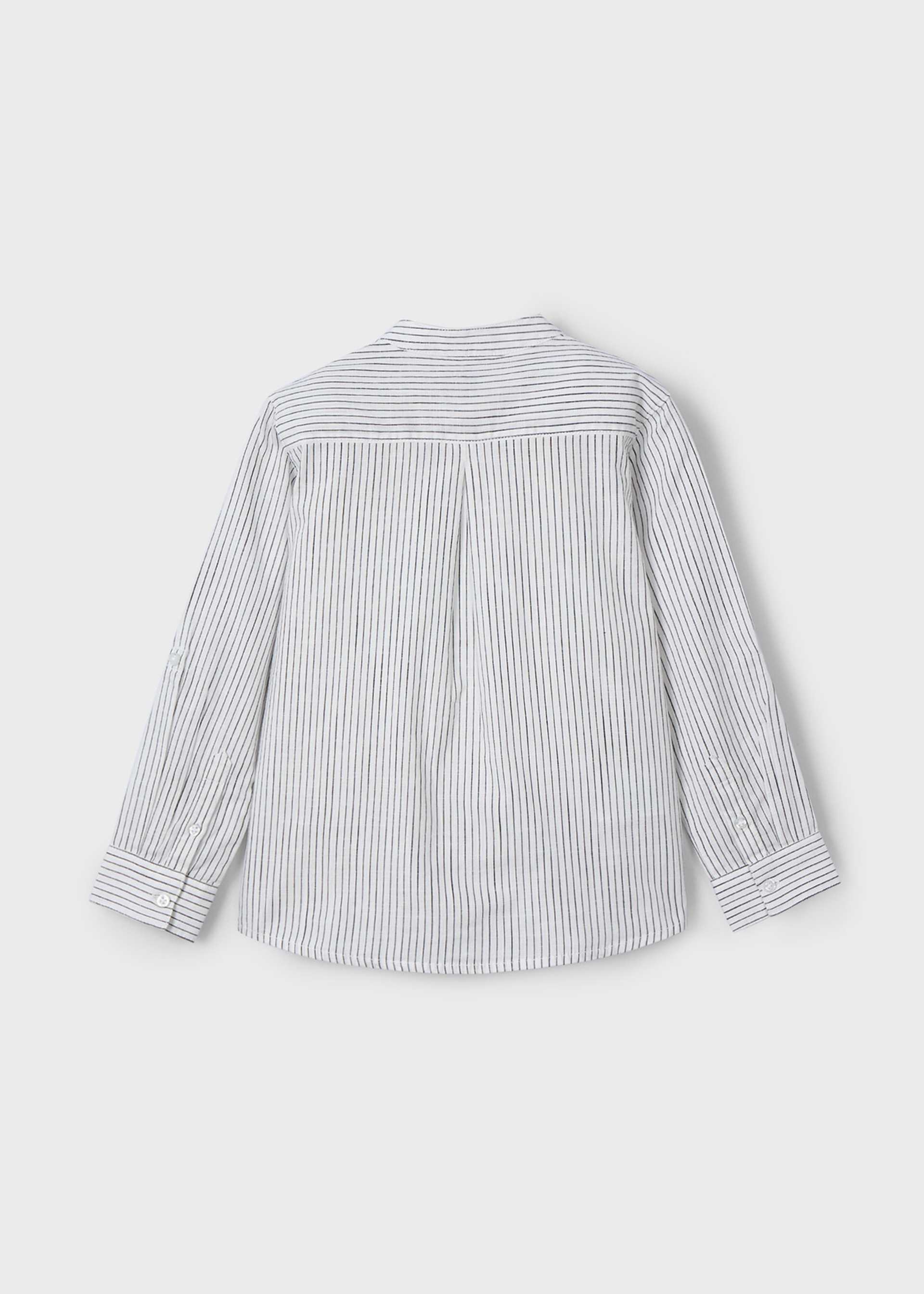 Boy long sleeved mao collar striped shirt