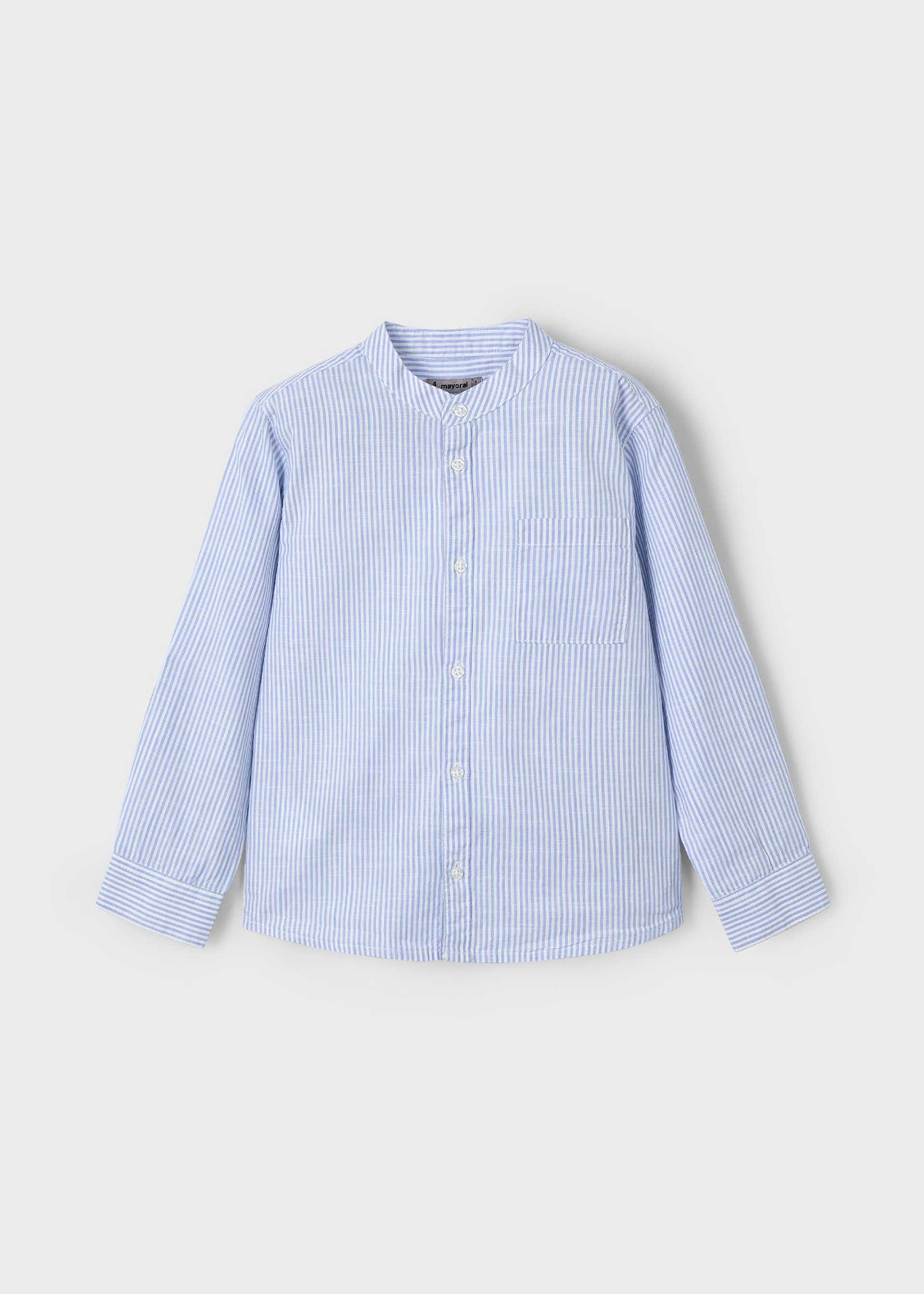 Boy Long Sleeve Striped Mandarin Collar Shirt Boy Long Sleeve Striped Mandarin Collar Shirt