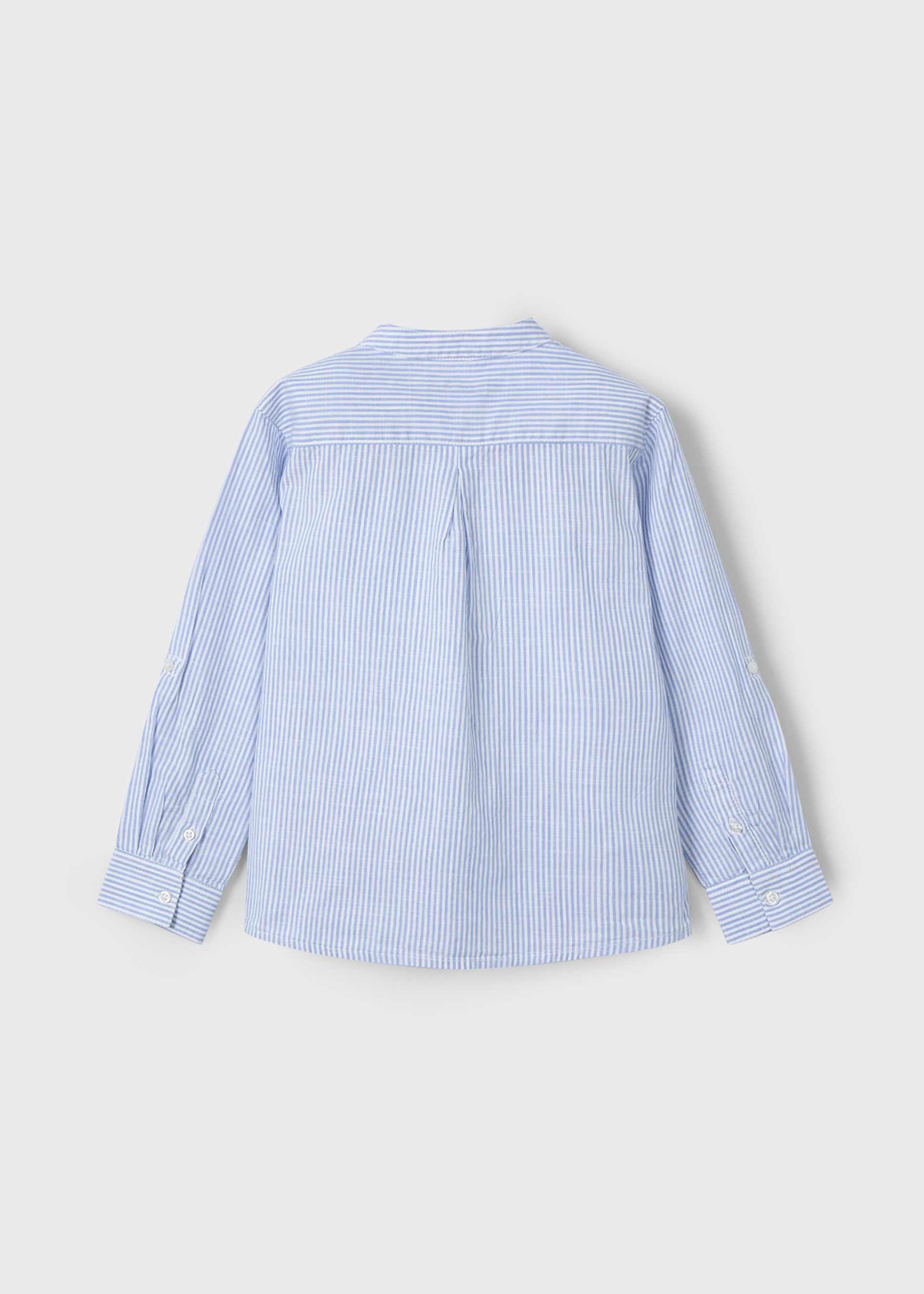 Boy long sleeved mao collar striped shirt