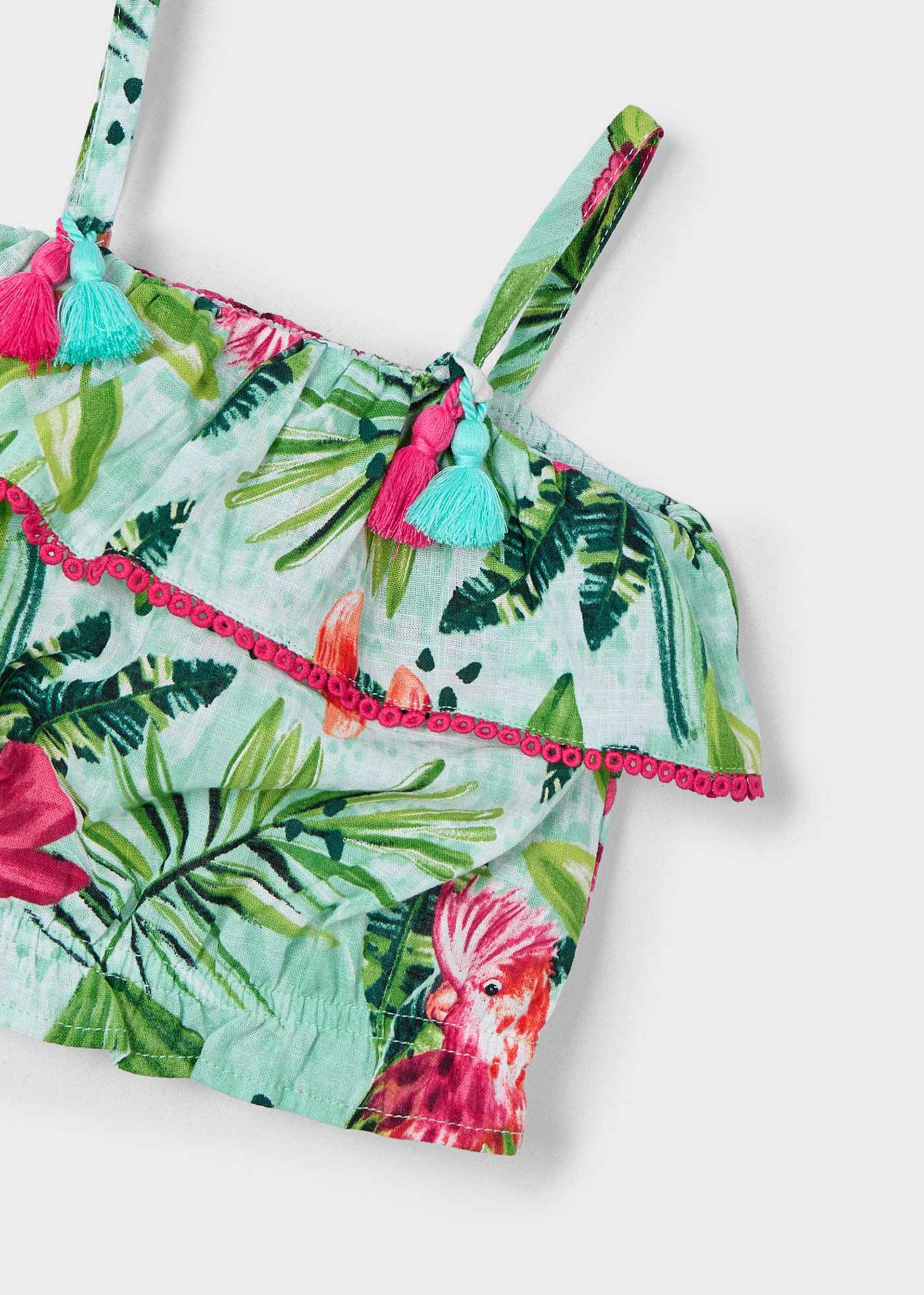 Top ze wzorem z falbanką dla dziewczynki