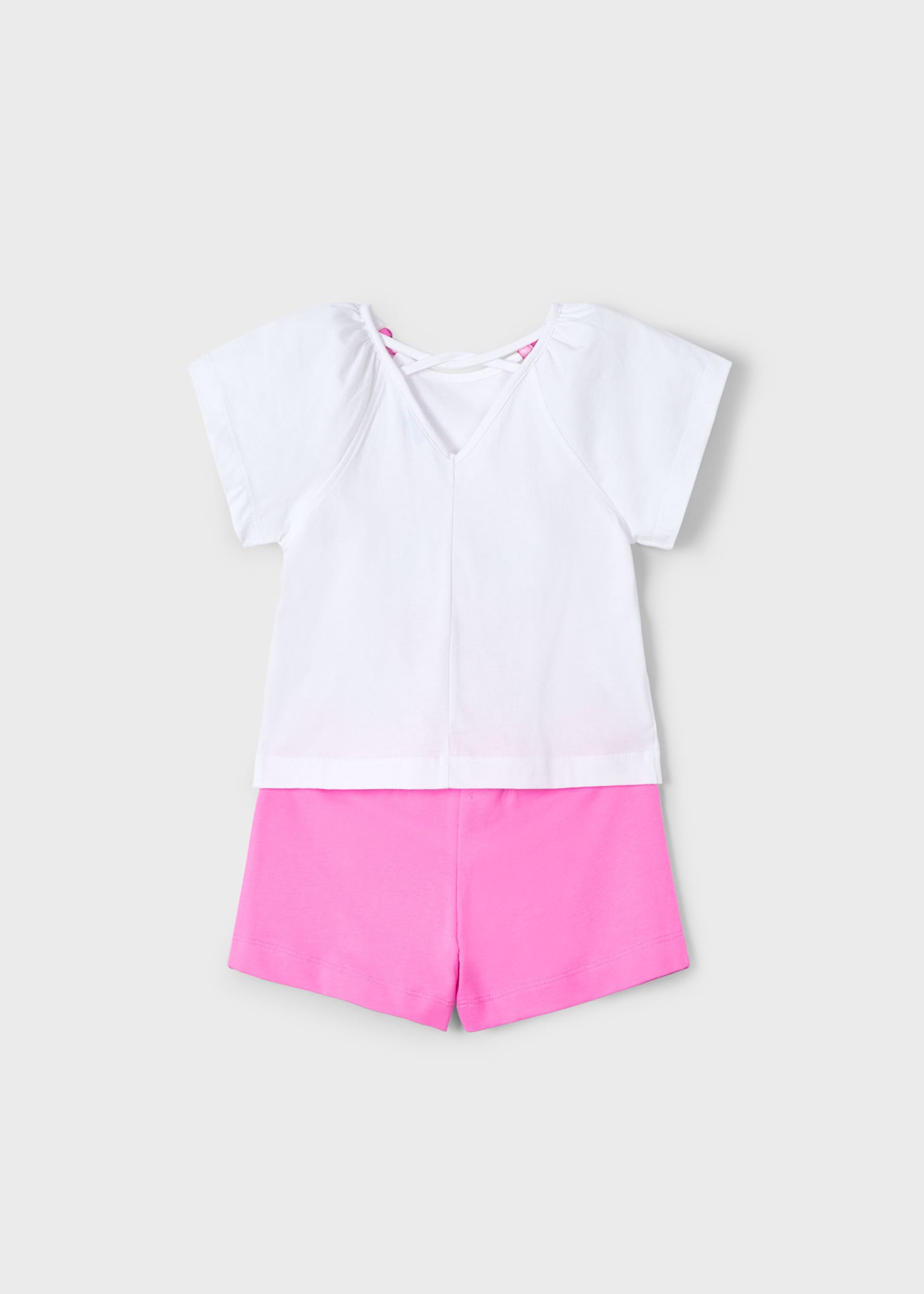 Set pantalon scurt si tricou imprimat fetita