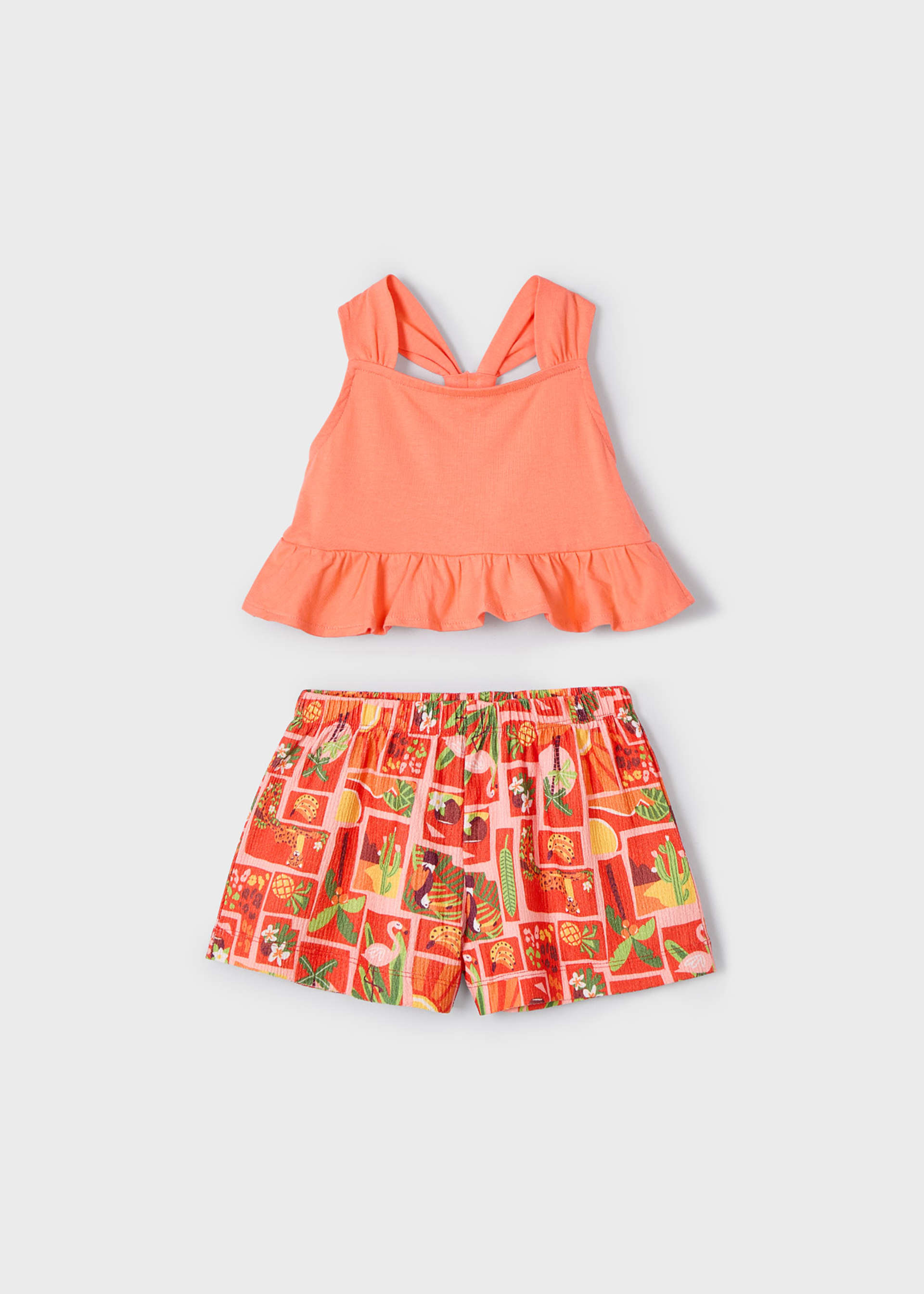 Conjunto short estampado y playera niña