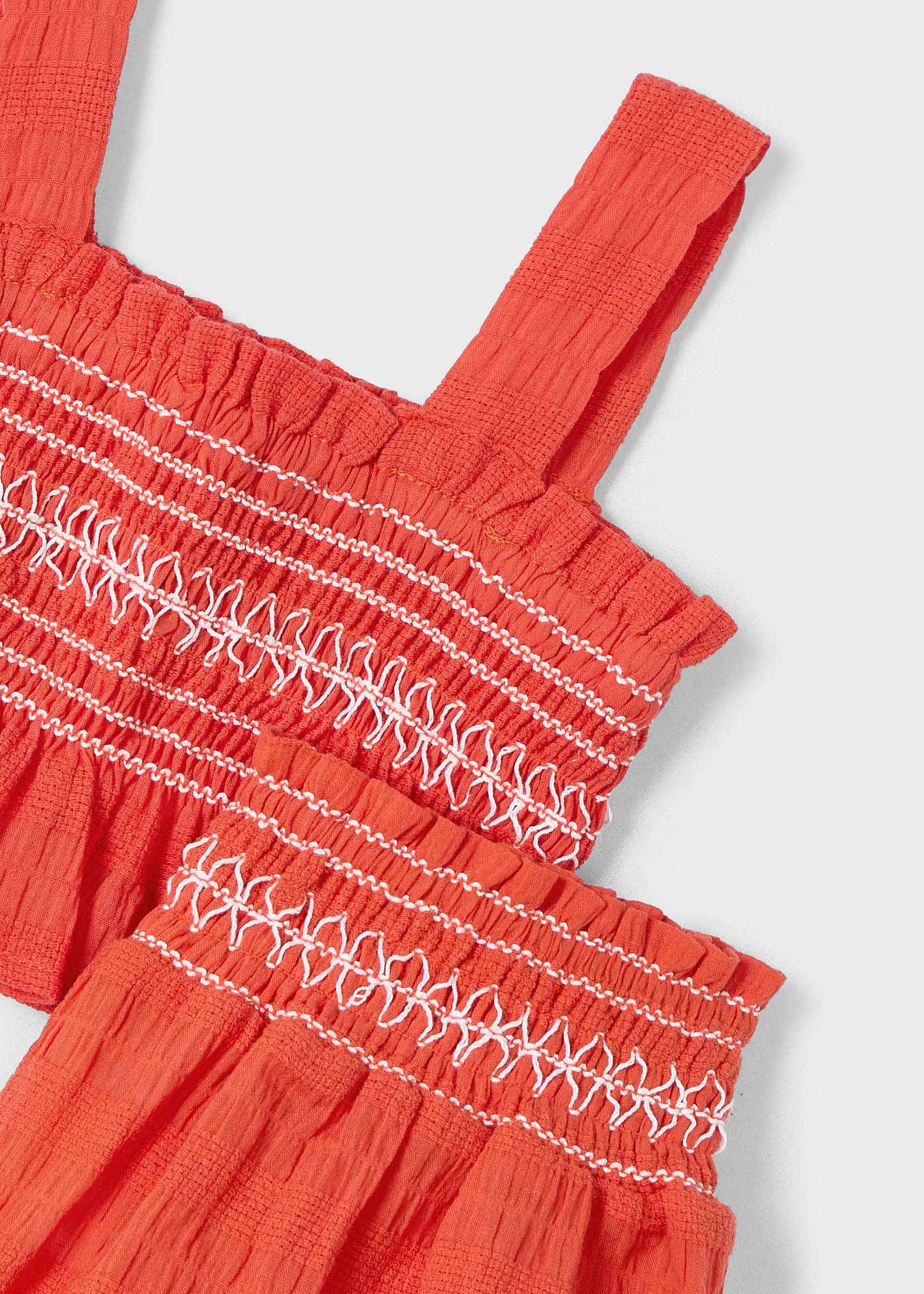 Conjunto pantalón corto y top nido de abeja niña