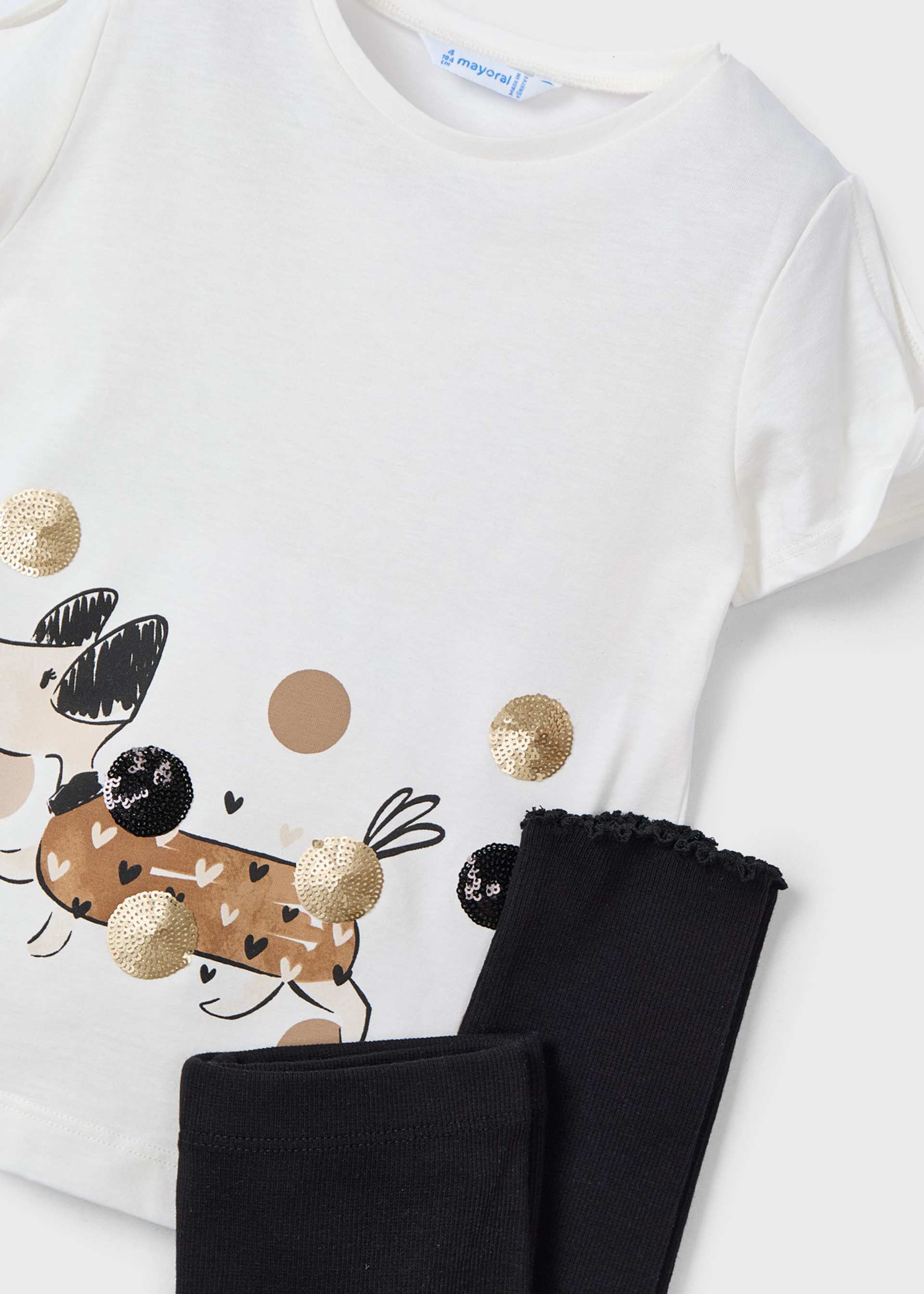 Girl Dog Print T-Shirt and Leggings Set Girl Dog Print T-Shirt and Leggings Set