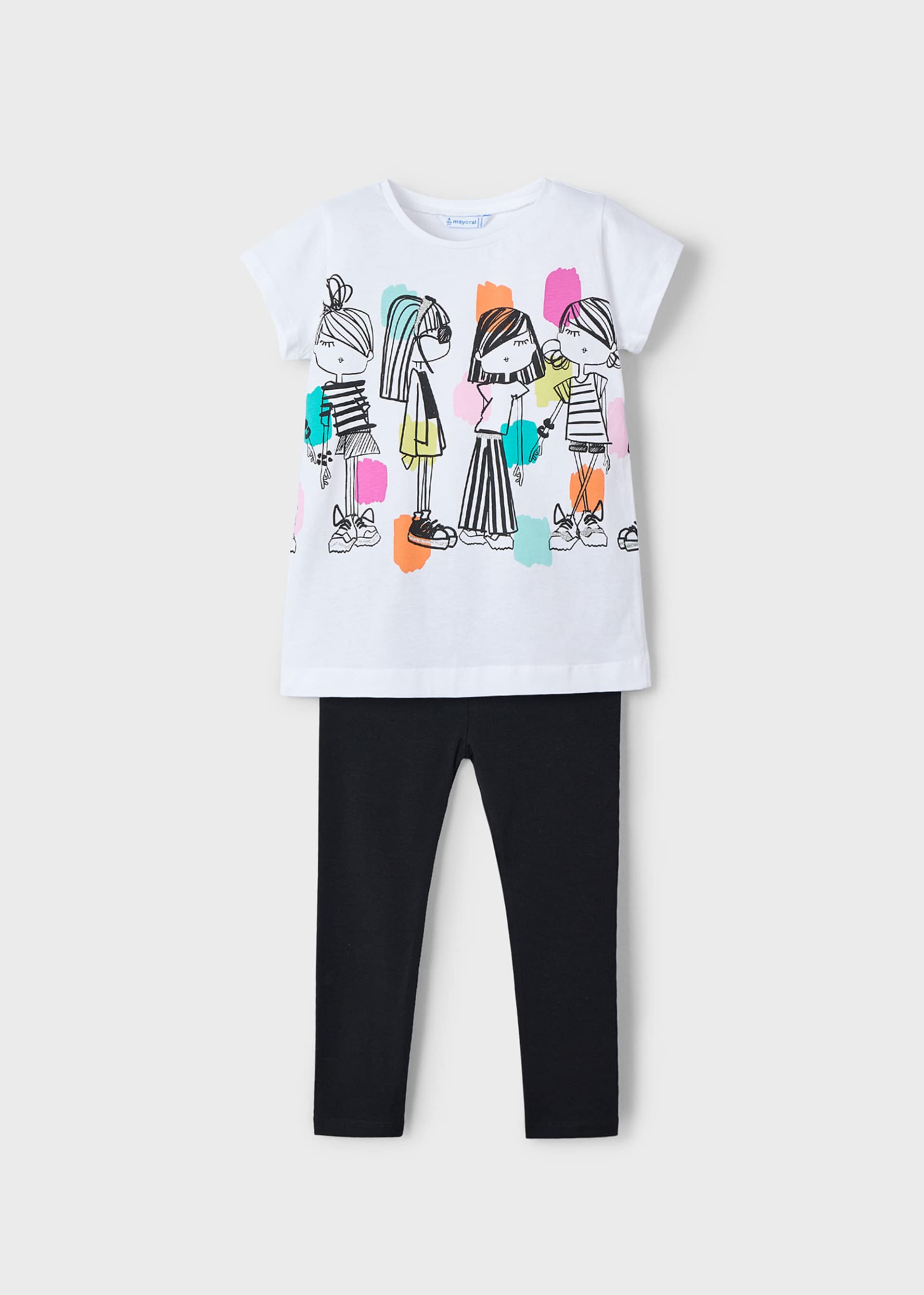 Girl Cropped Leggings and Printed T-Shirt Set Girl Cropped Leggings and Printed T-Shirt Set