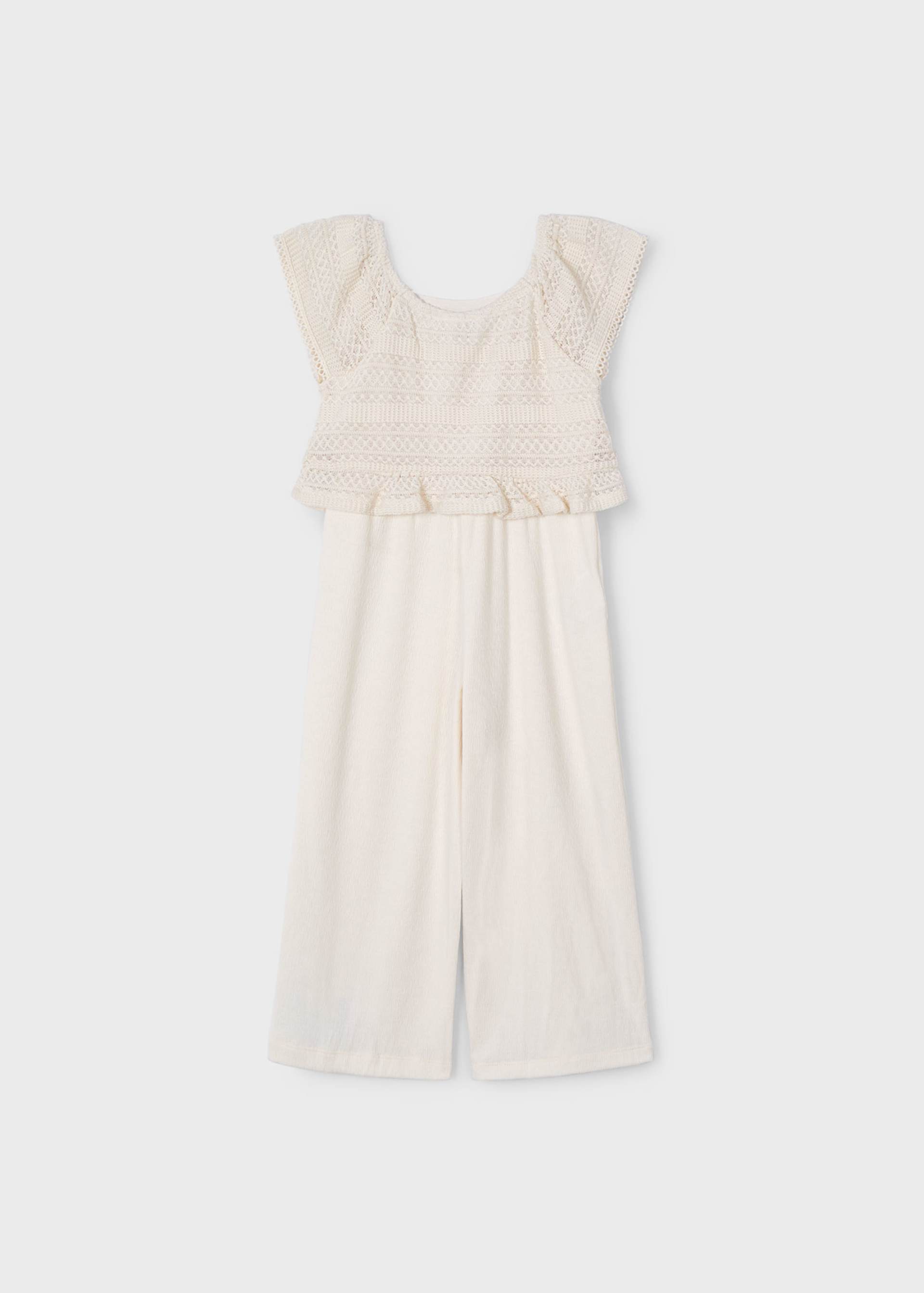 Girl combined crochet jumpsuit