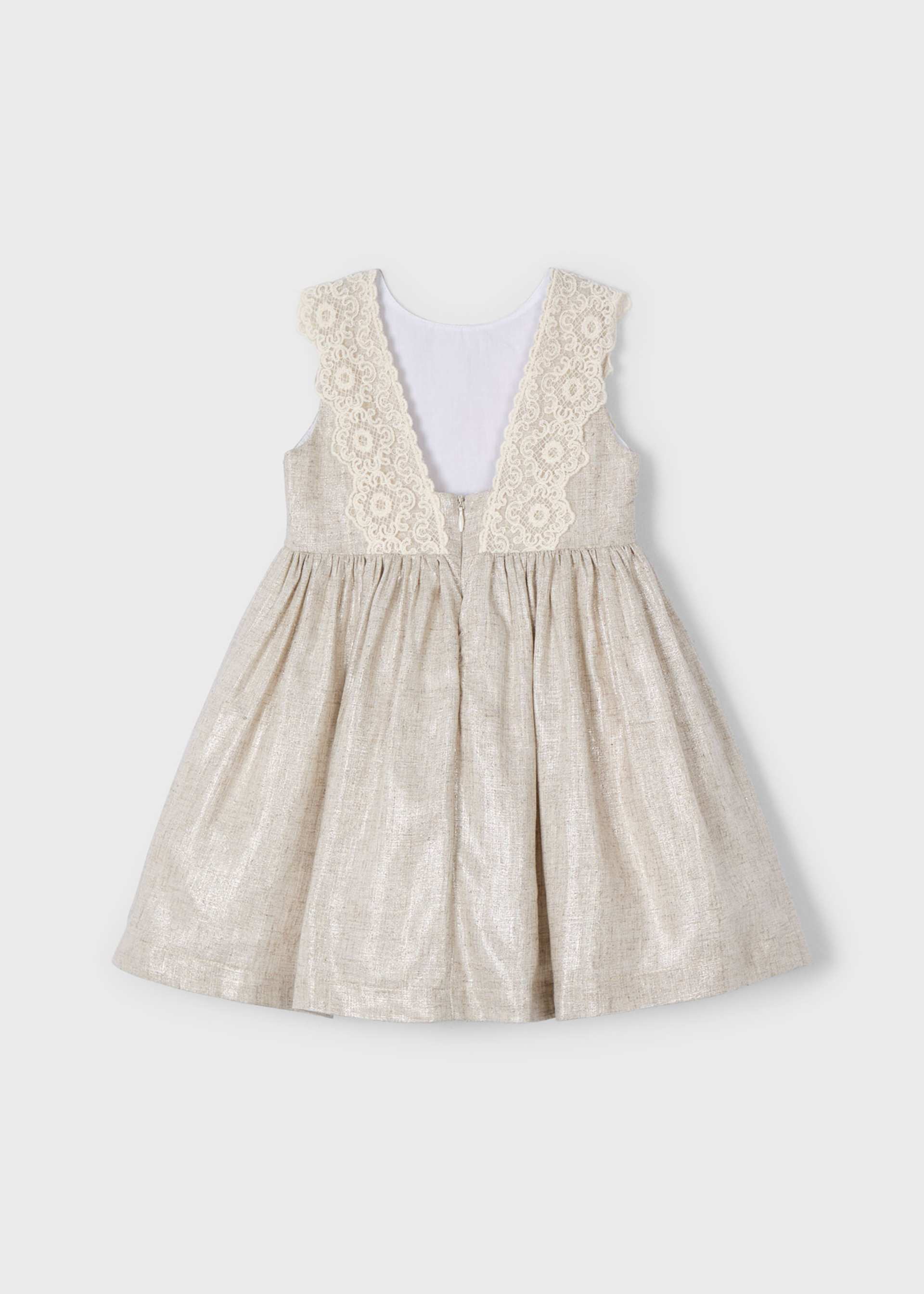 Girl embroidered detail linen dress Girl embroidered detail linen dress