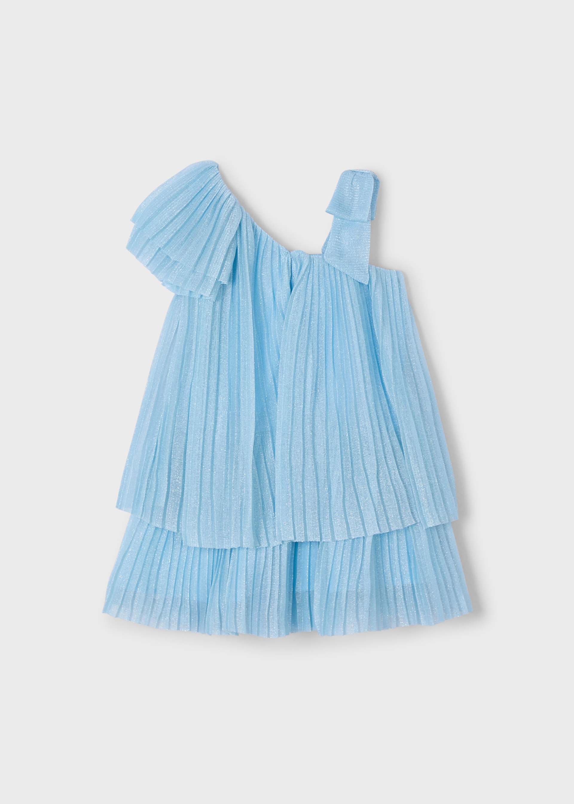 Vestido assimétrico plissado menina