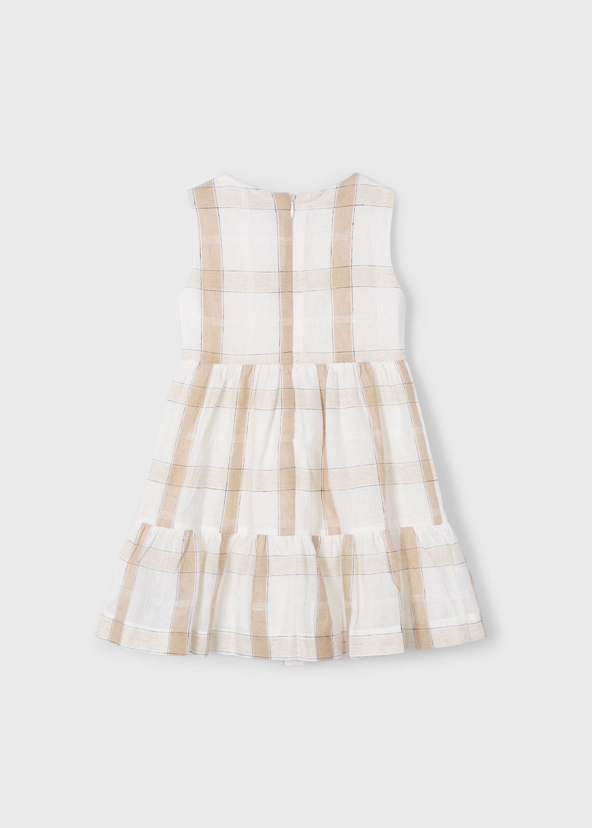 Vestido cuadros con lino niña