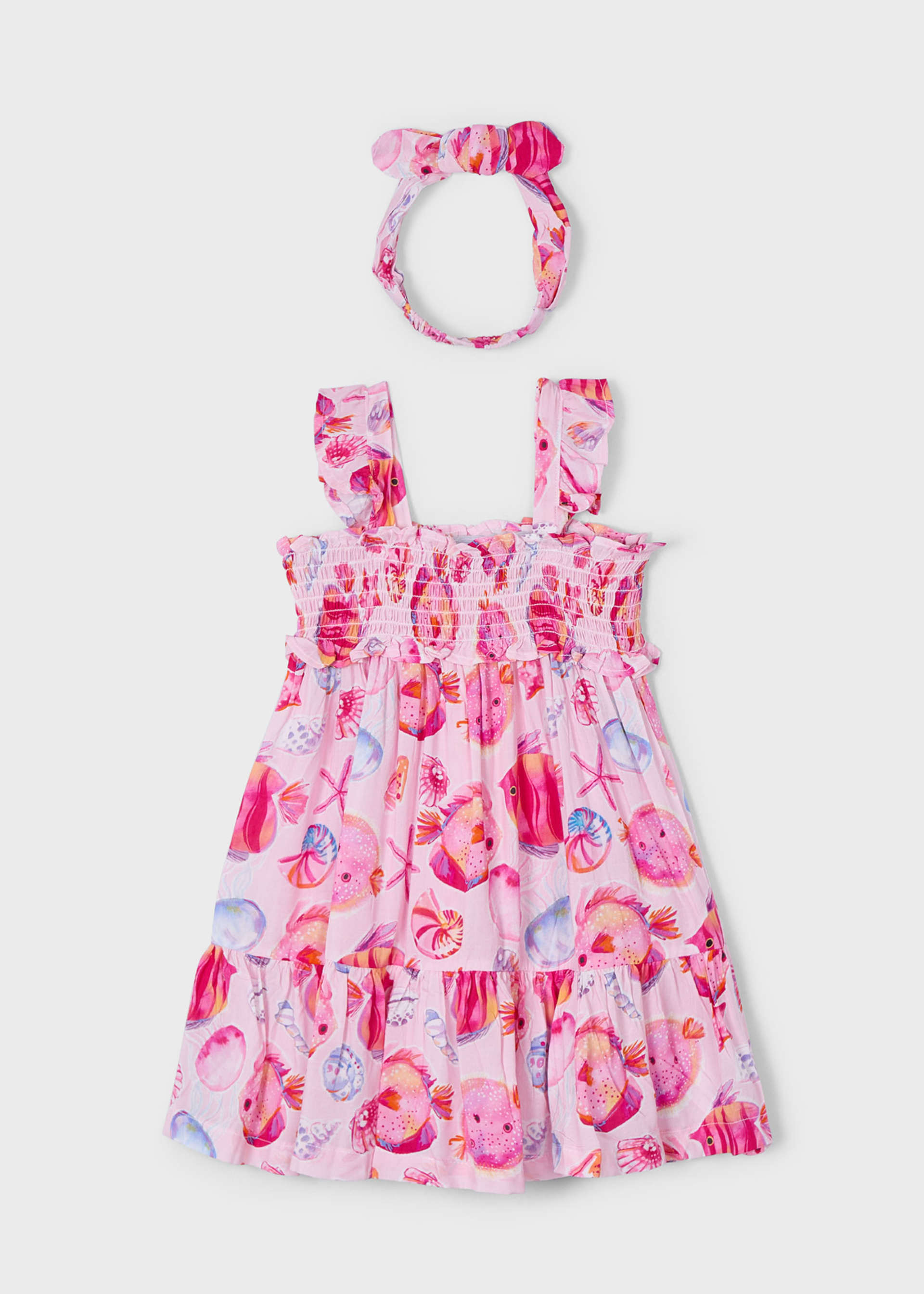 Girl Printed Dress with Headband