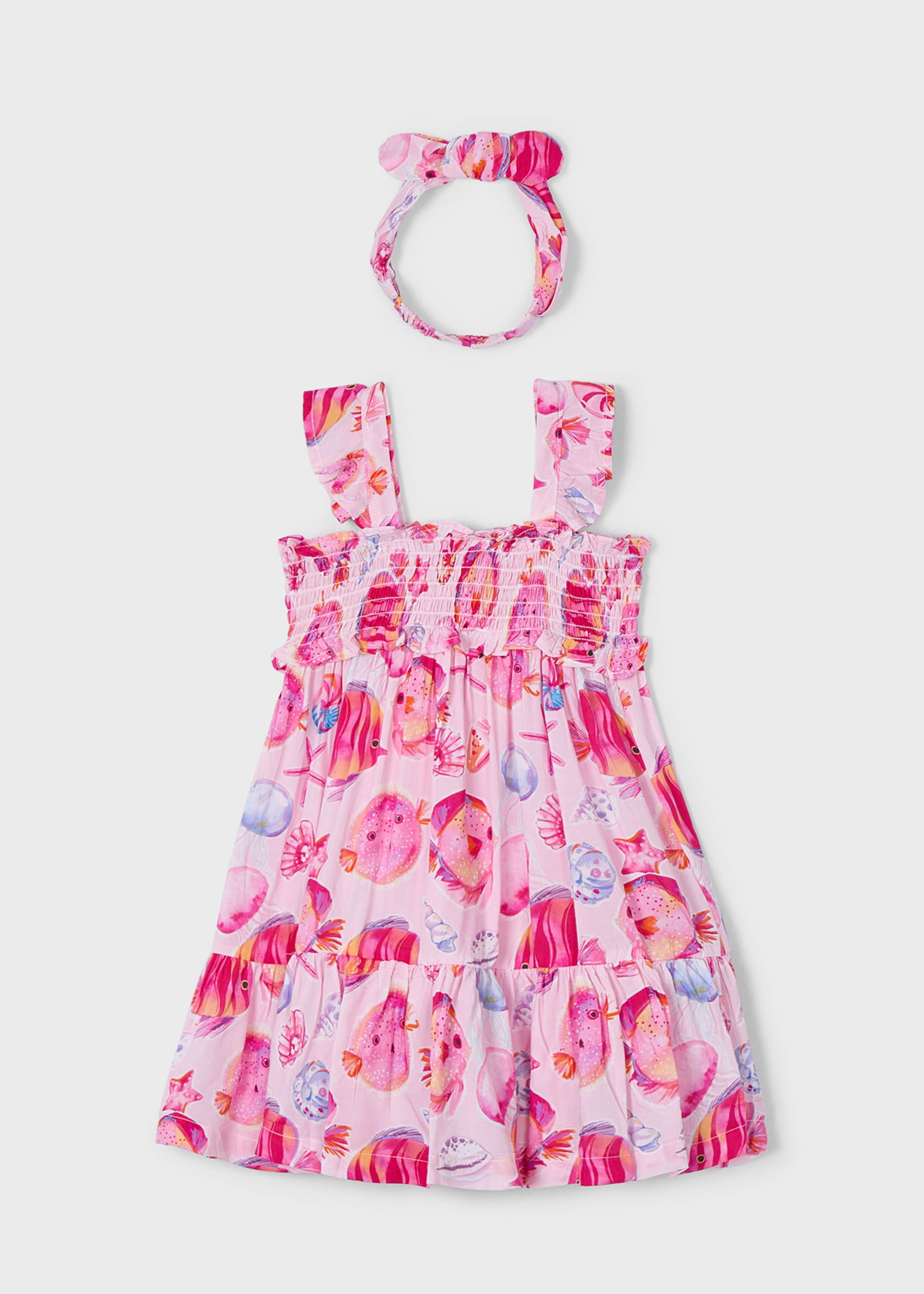 Girl Printed Dress with Headband