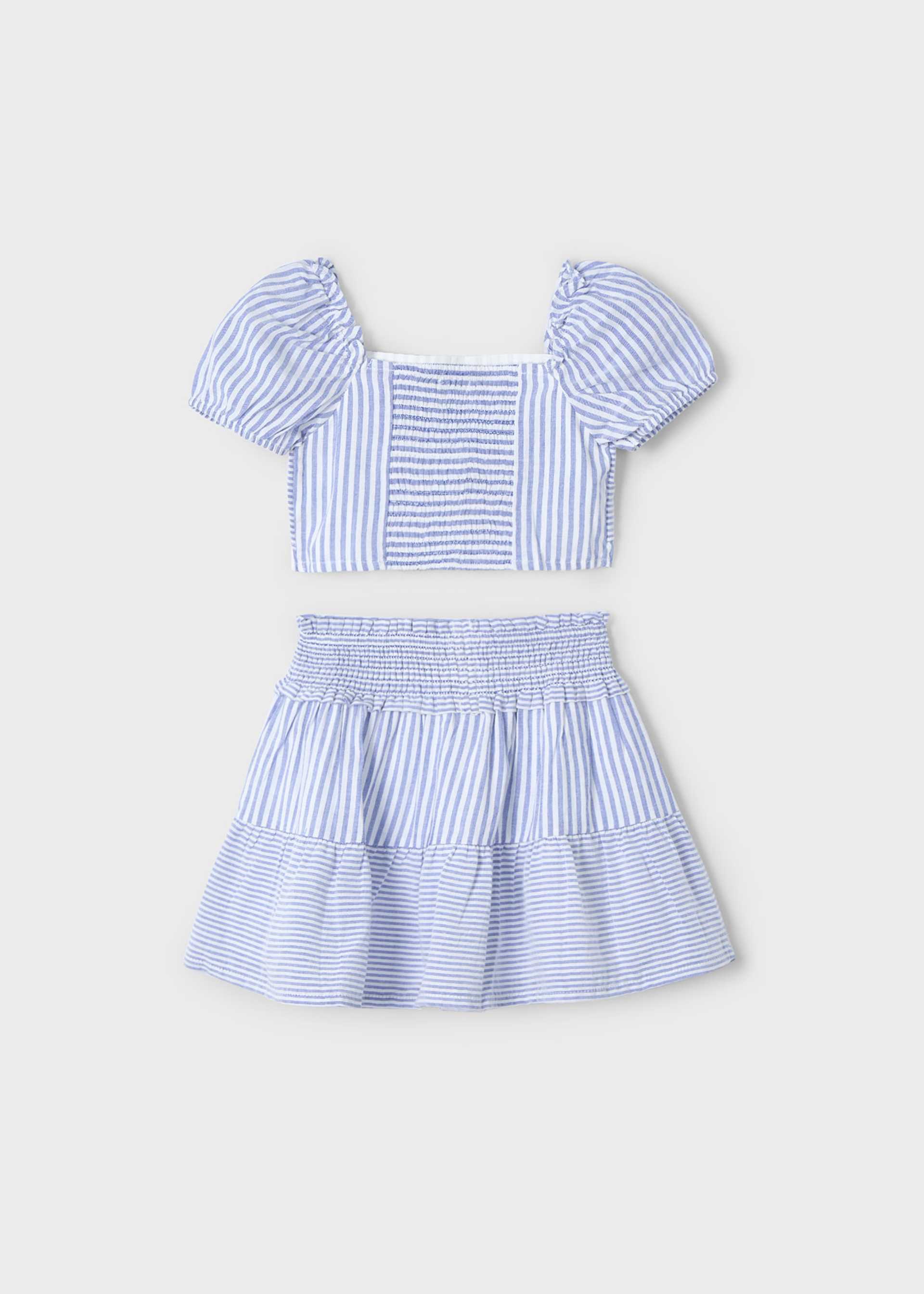 Conjunto saia e top riscas menina