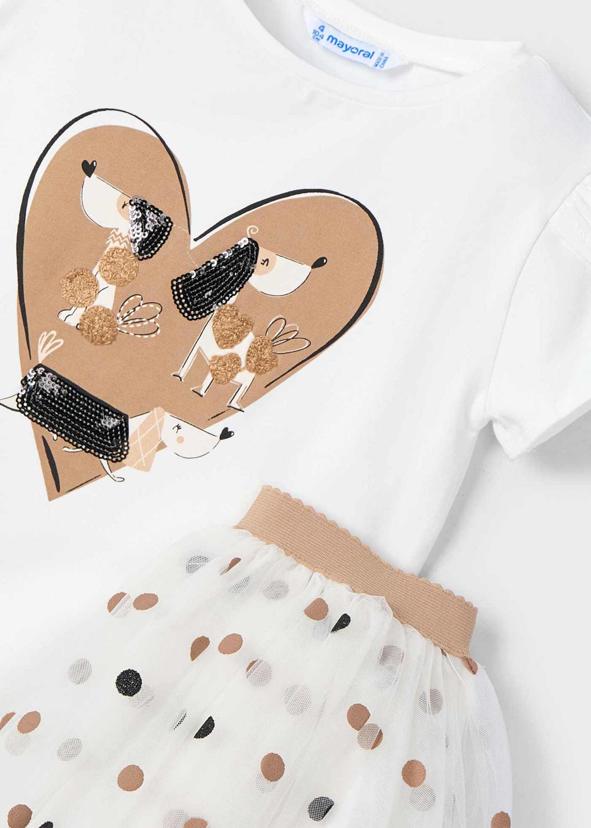 Komplet ze spódnicą tiulową i koszulką dla dziewczynki Komplet ze spódnicą tiulową i koszulką dla dziewczynki