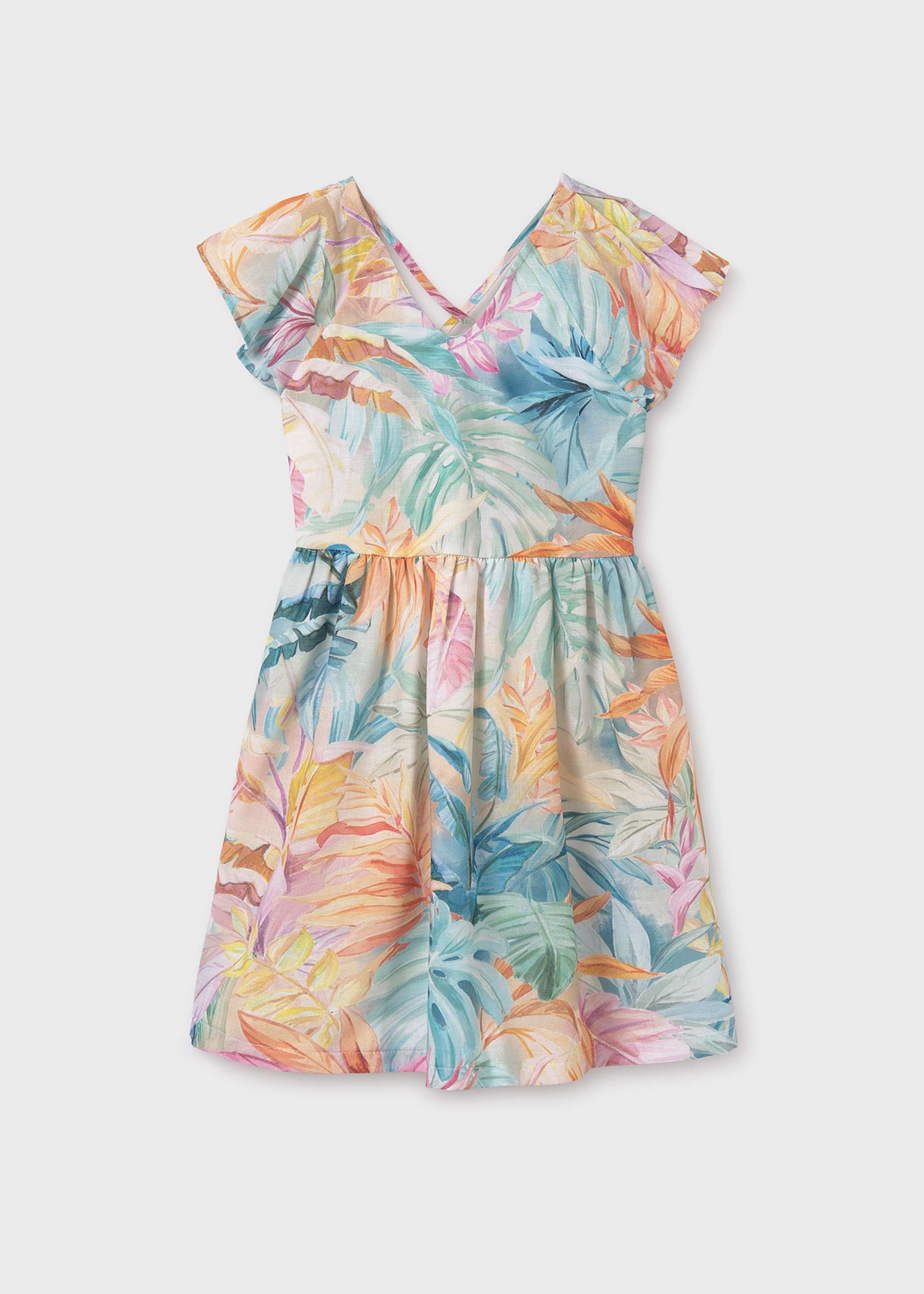 Girl Printed Dress with Back Opening