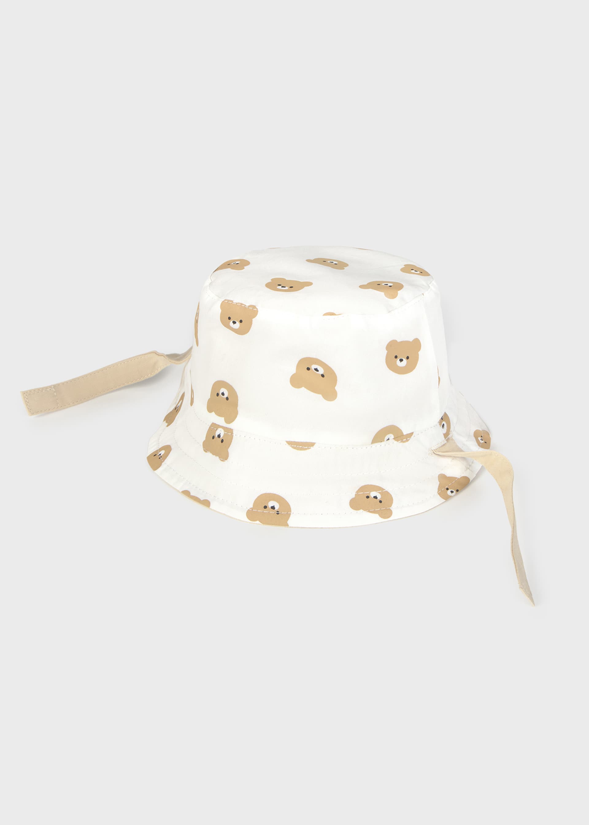Newborn boy teddy print reversible hat