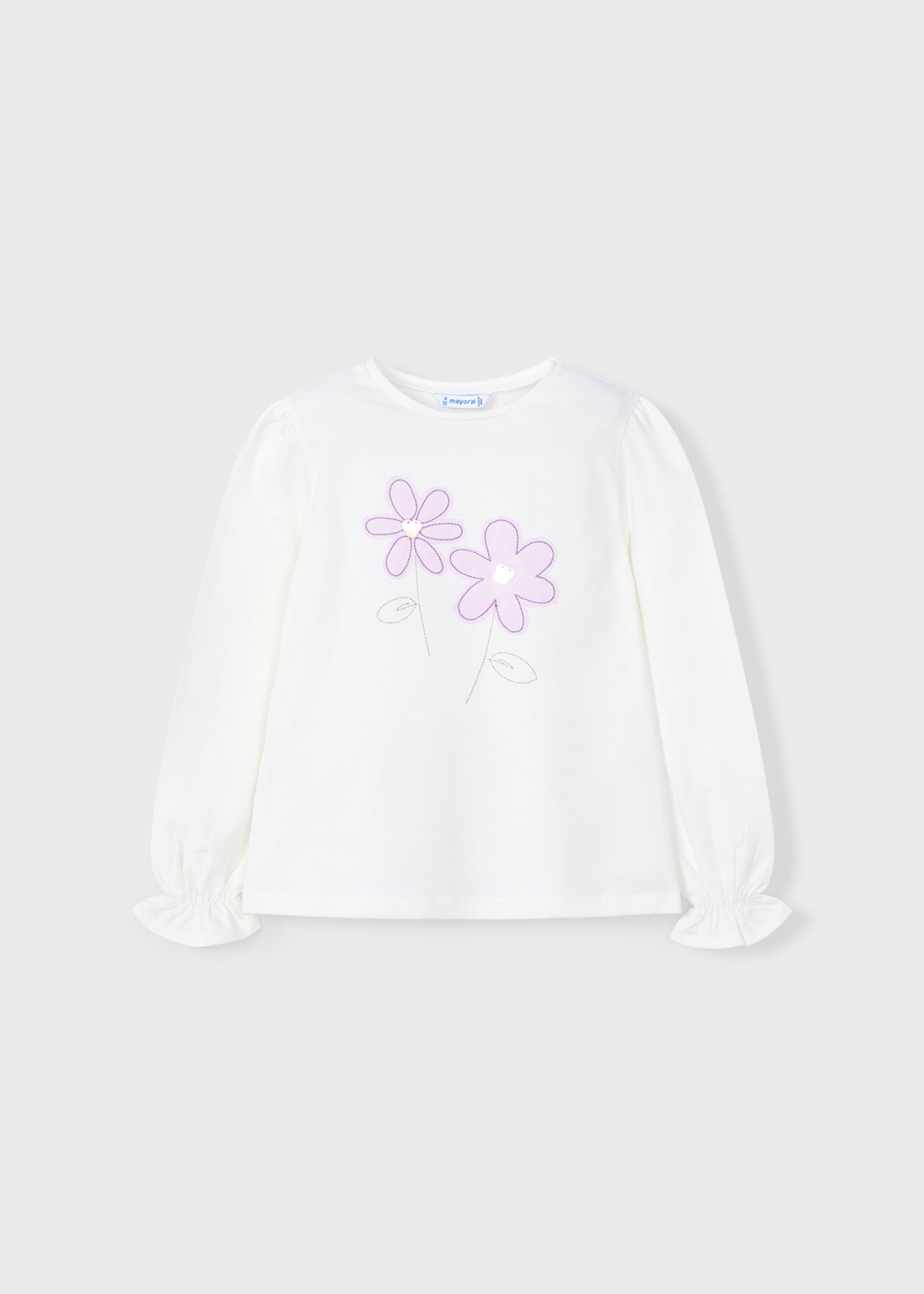 Maglietta applicazione fiori bambina