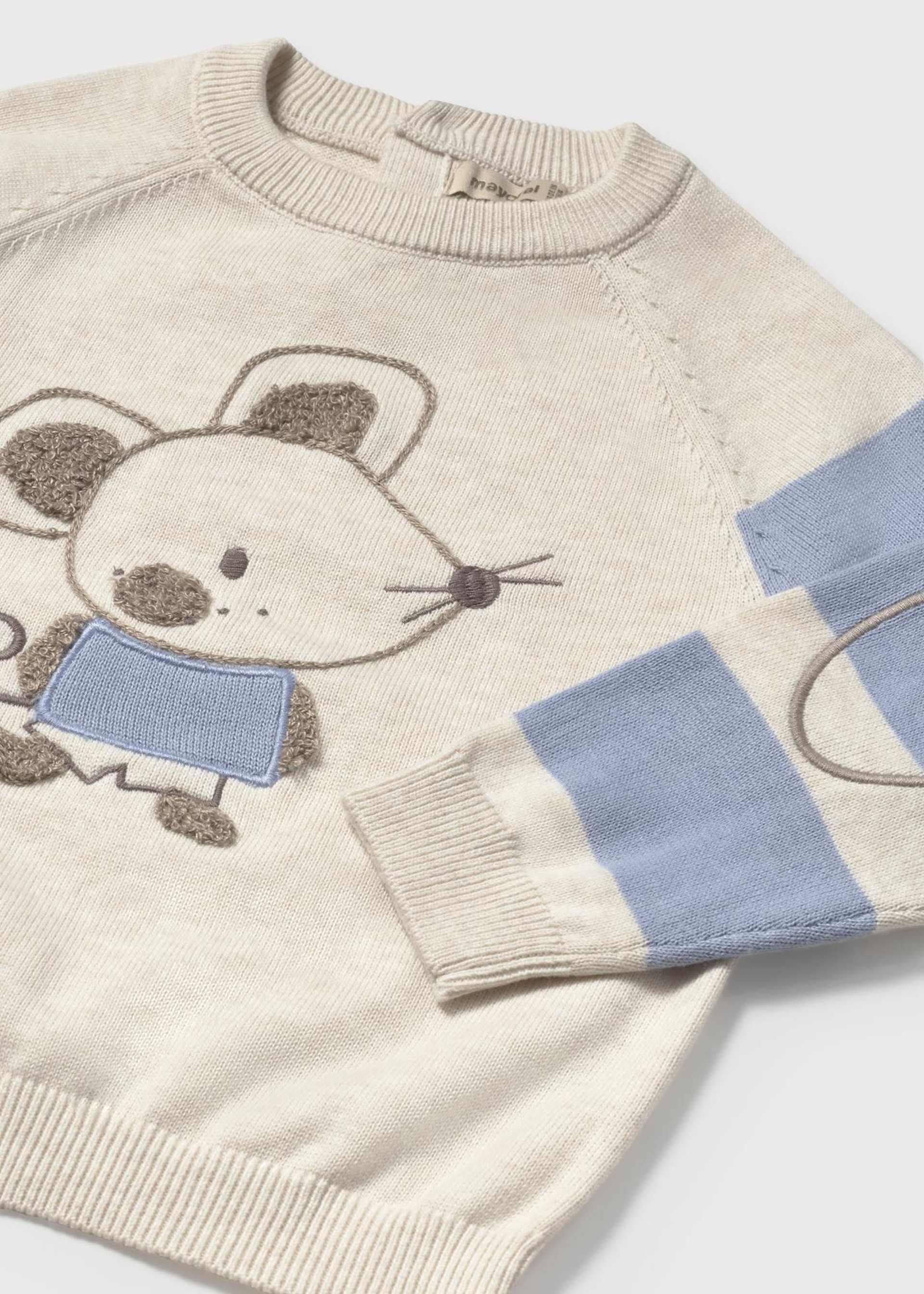 Baby applique striped sleeve jumper Baby applique striped sleeve jumper