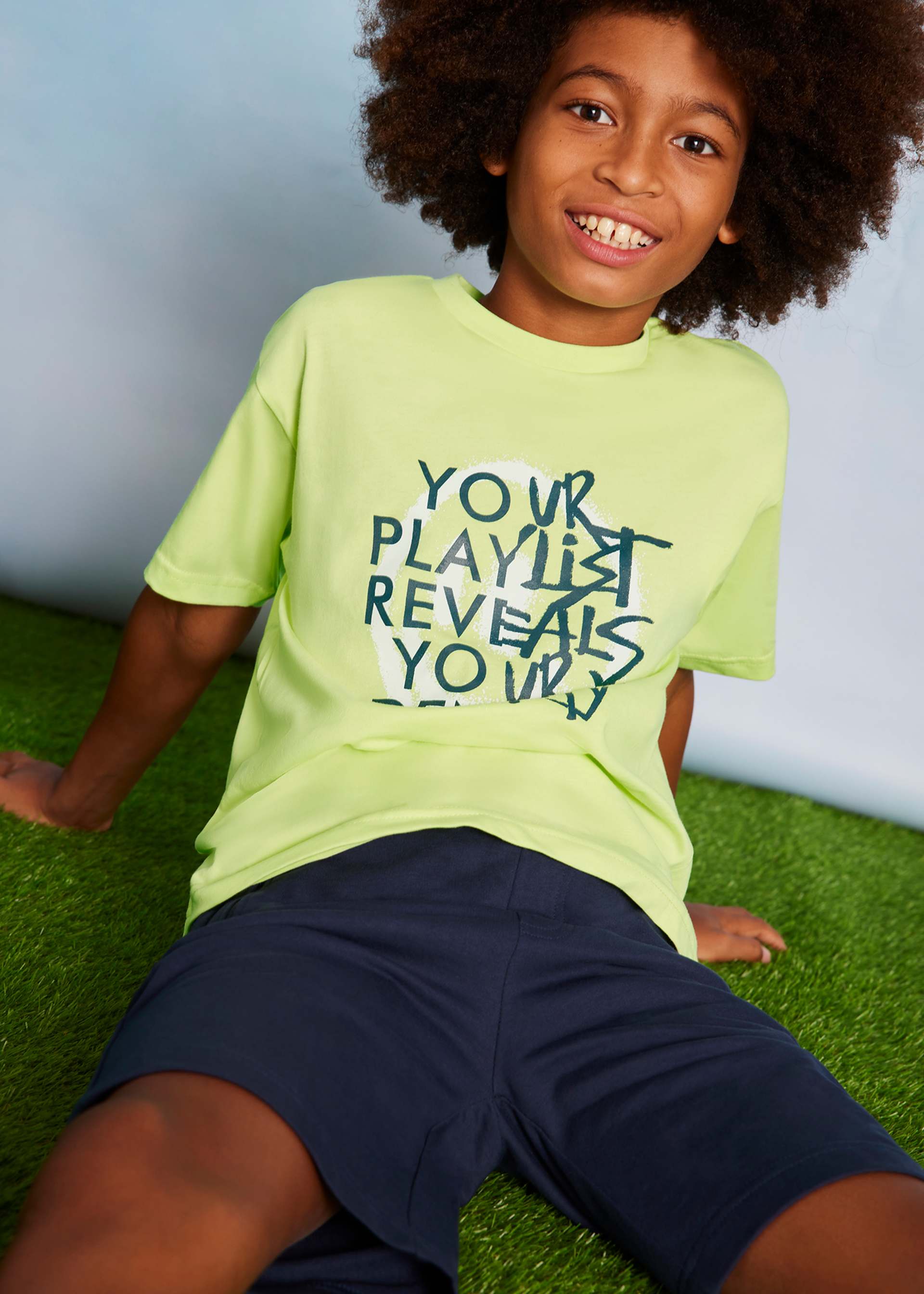 Ensemble bermuda et t-shirt message garçon