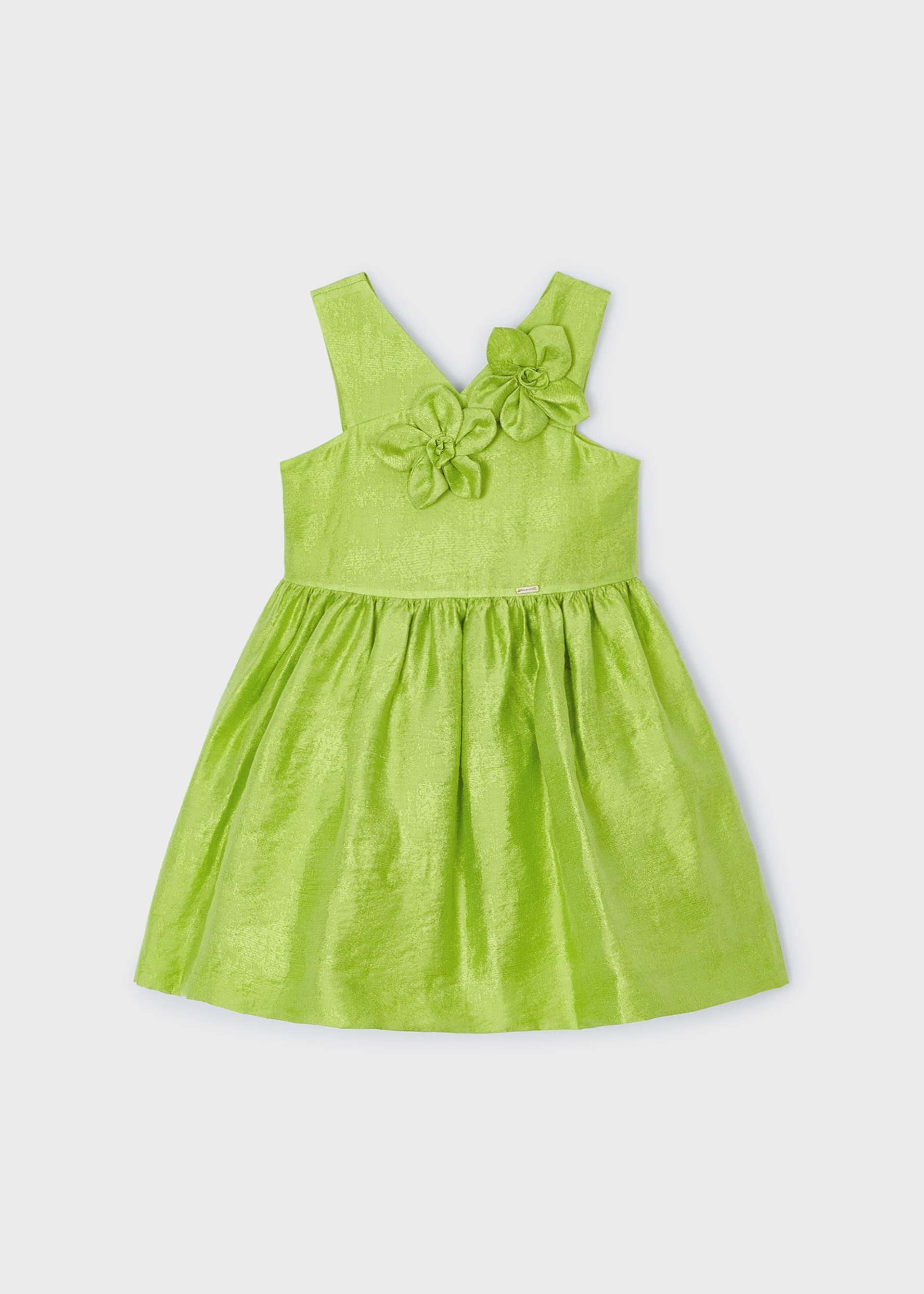 Girls linen embossed flower dress