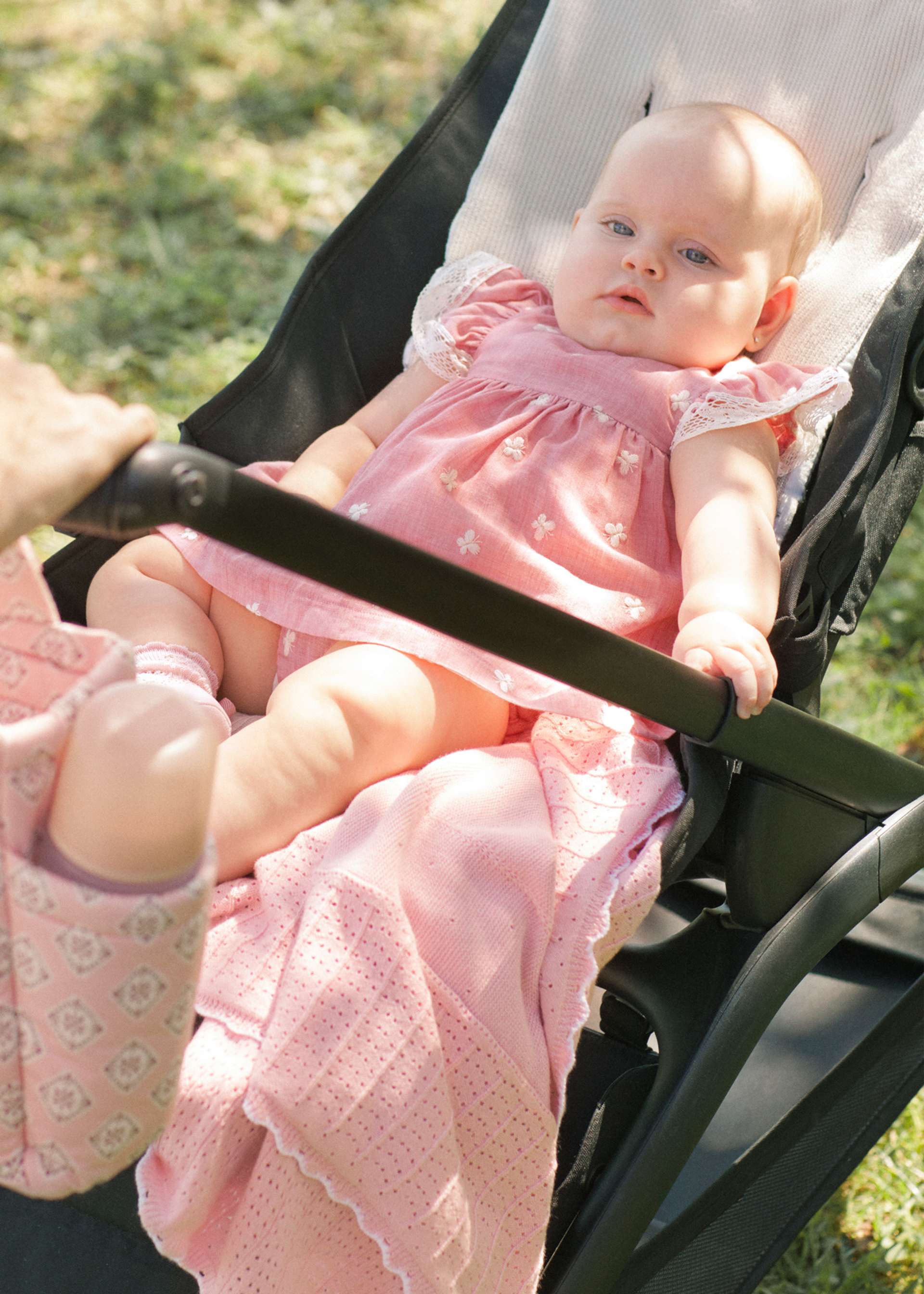 Newborn girl embroidered dress with nappy cover