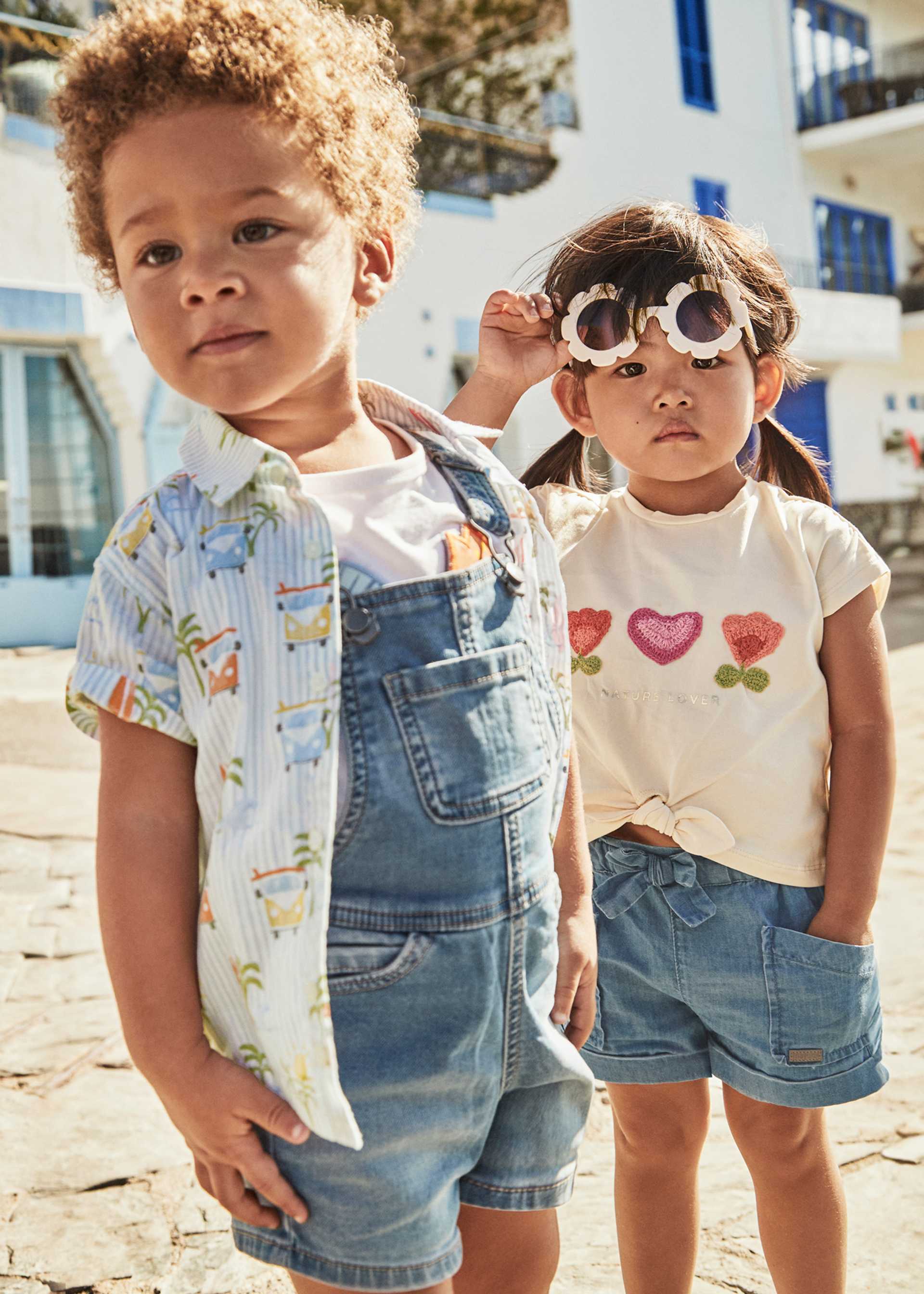 Salopeta denim scurta bebe