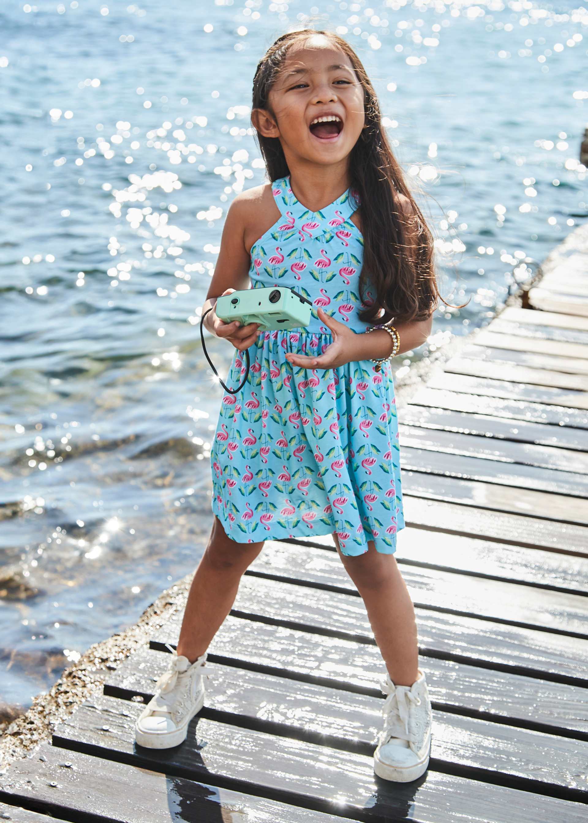 Kleid gemuster Smokeinsatz Mädchen