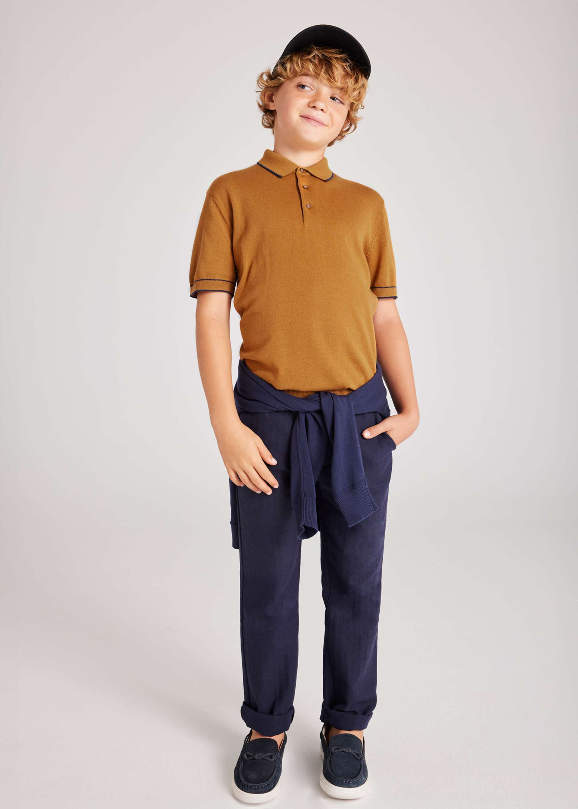 Boy tricot contrast polo shirt