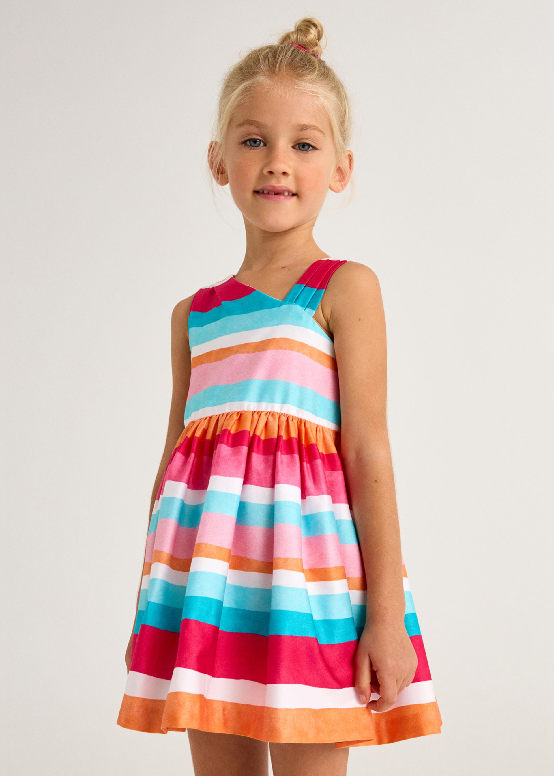 Girl asymmetric striped dress