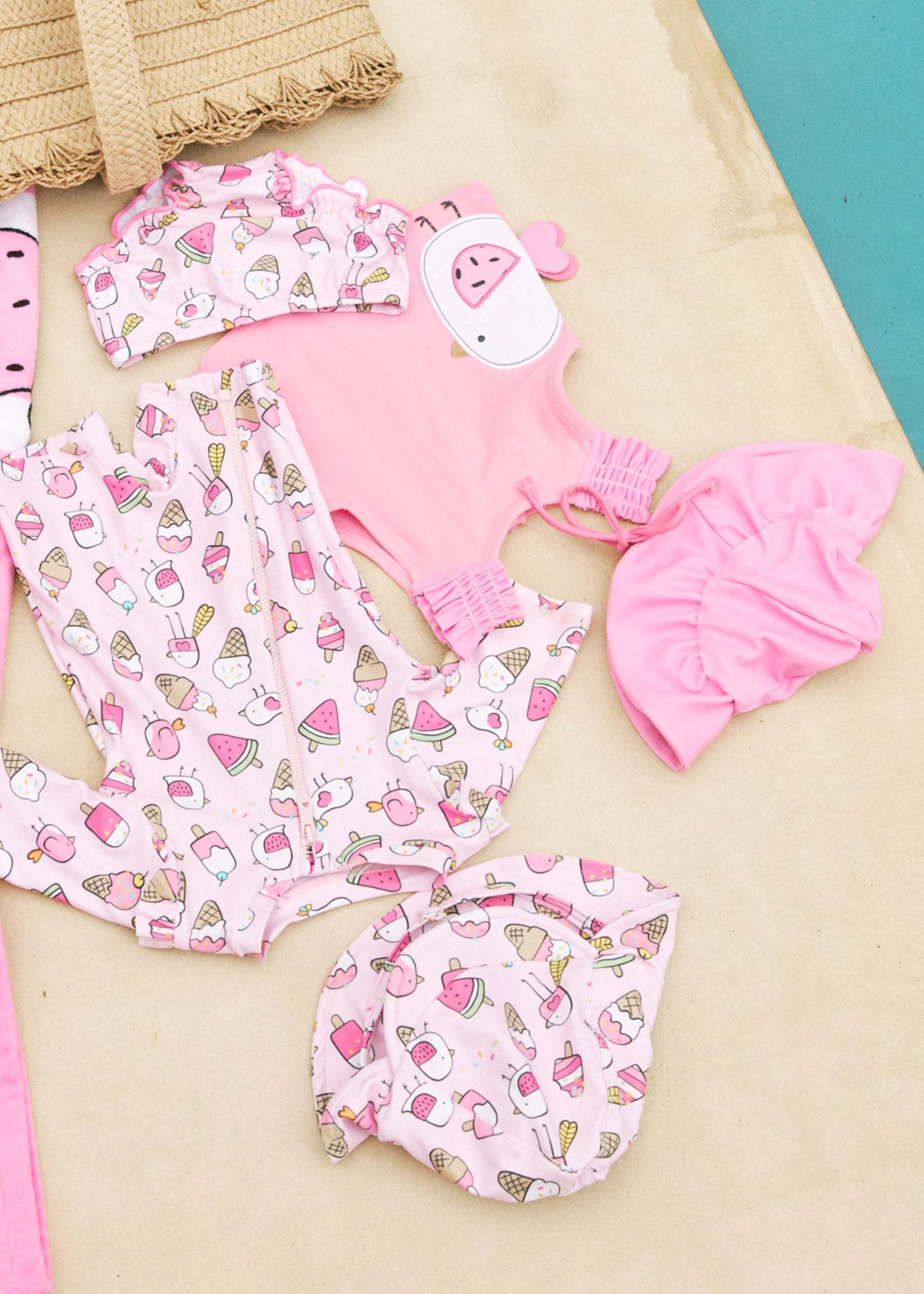 Newborn Sun Protection Swim Romper with Hat Newborn Sun Protection Swim Romper with Hat