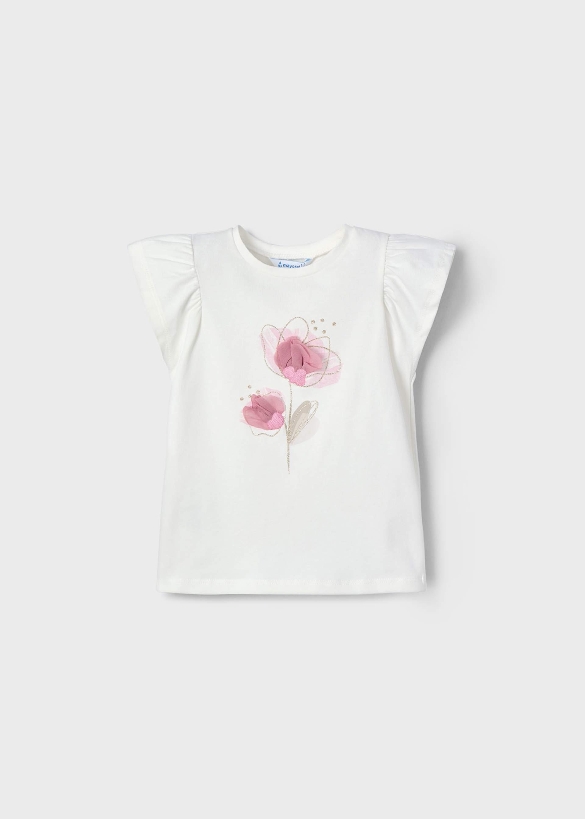 Camiseta flor relieve niña Camiseta flor relieve niña