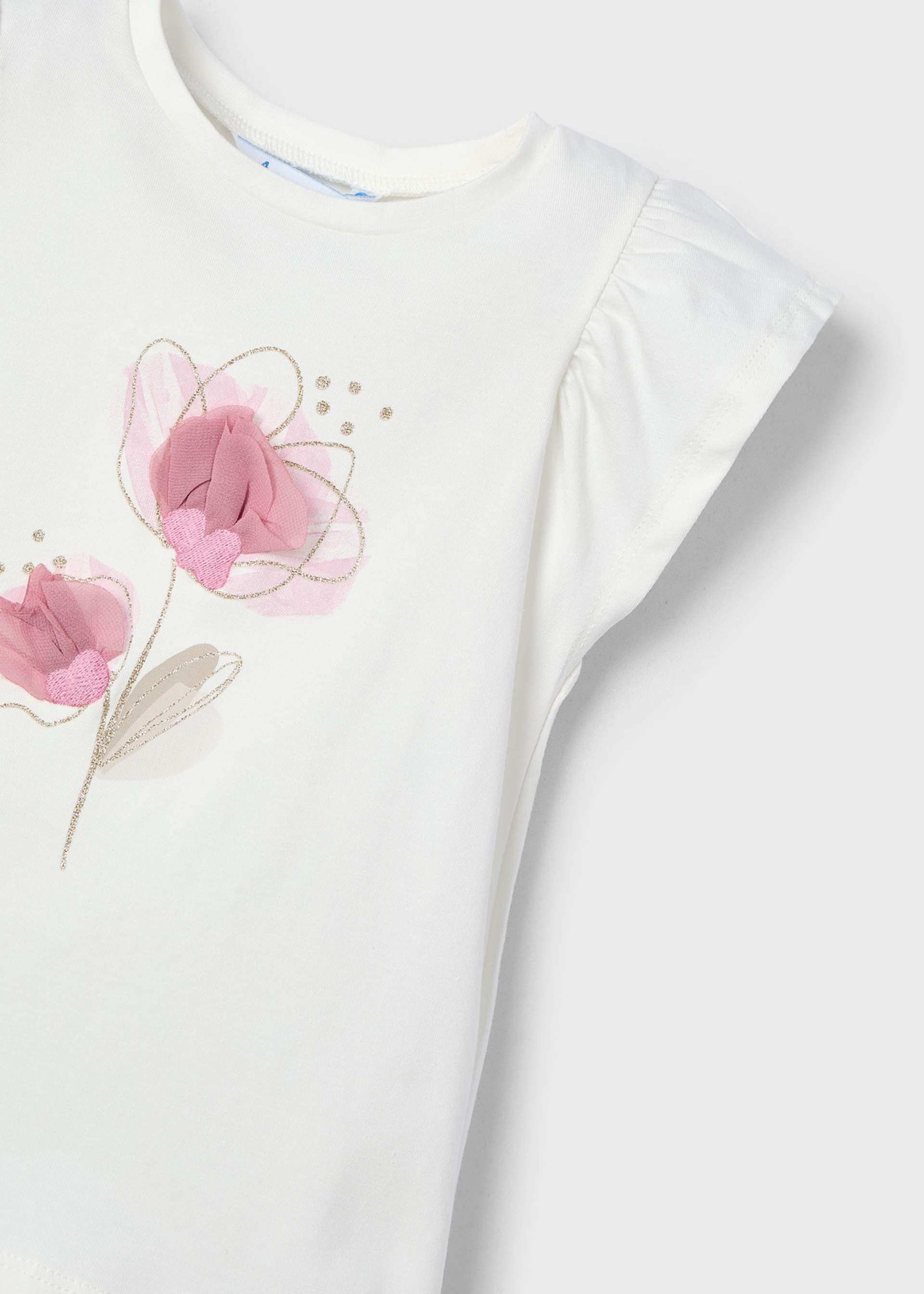 Maglietta fiore rilievo bambina